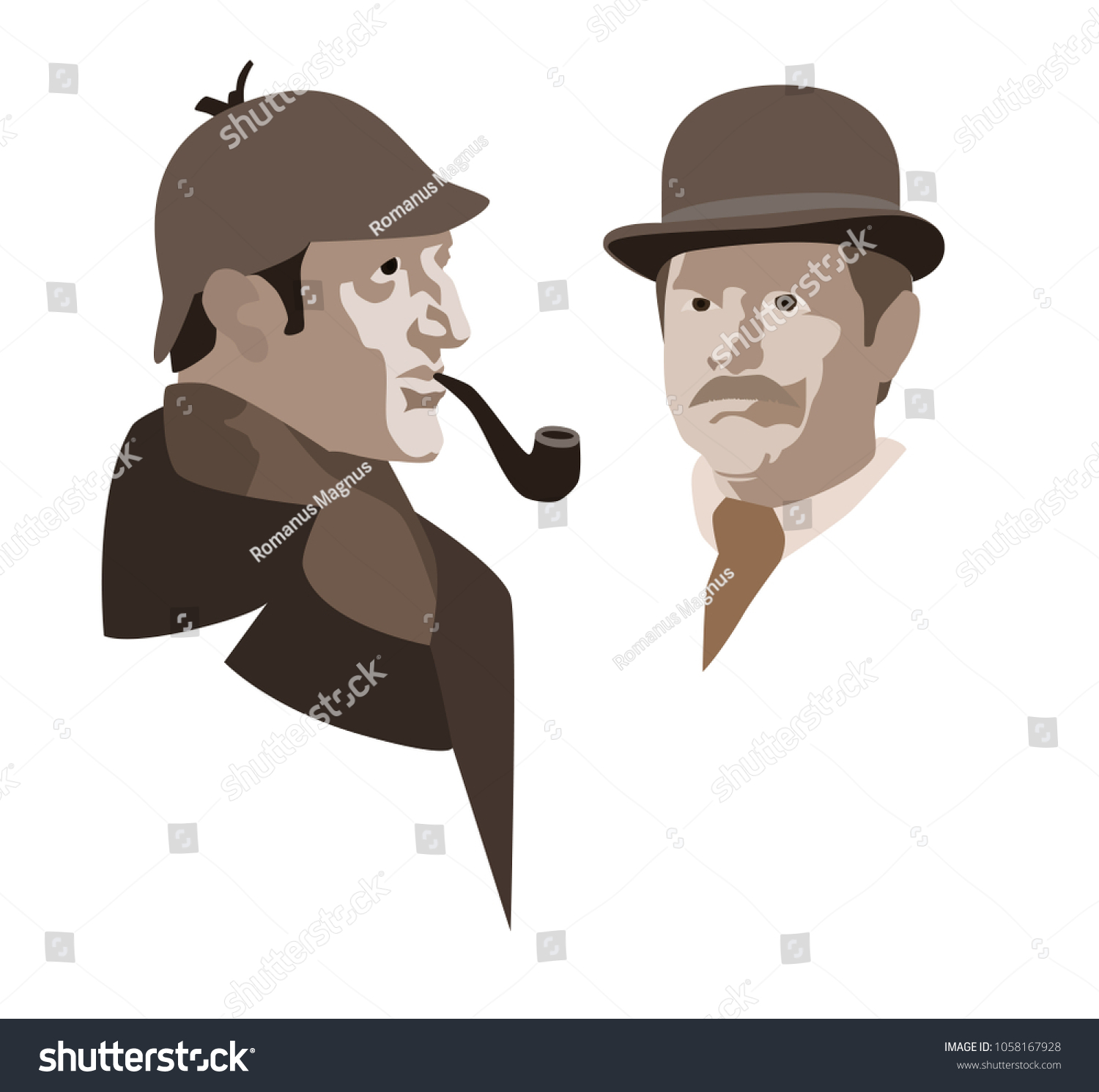 シャーロックホームズ刑事とワトソン博士ベクターイラスト のベクター画像素材 ロイヤリティフリー