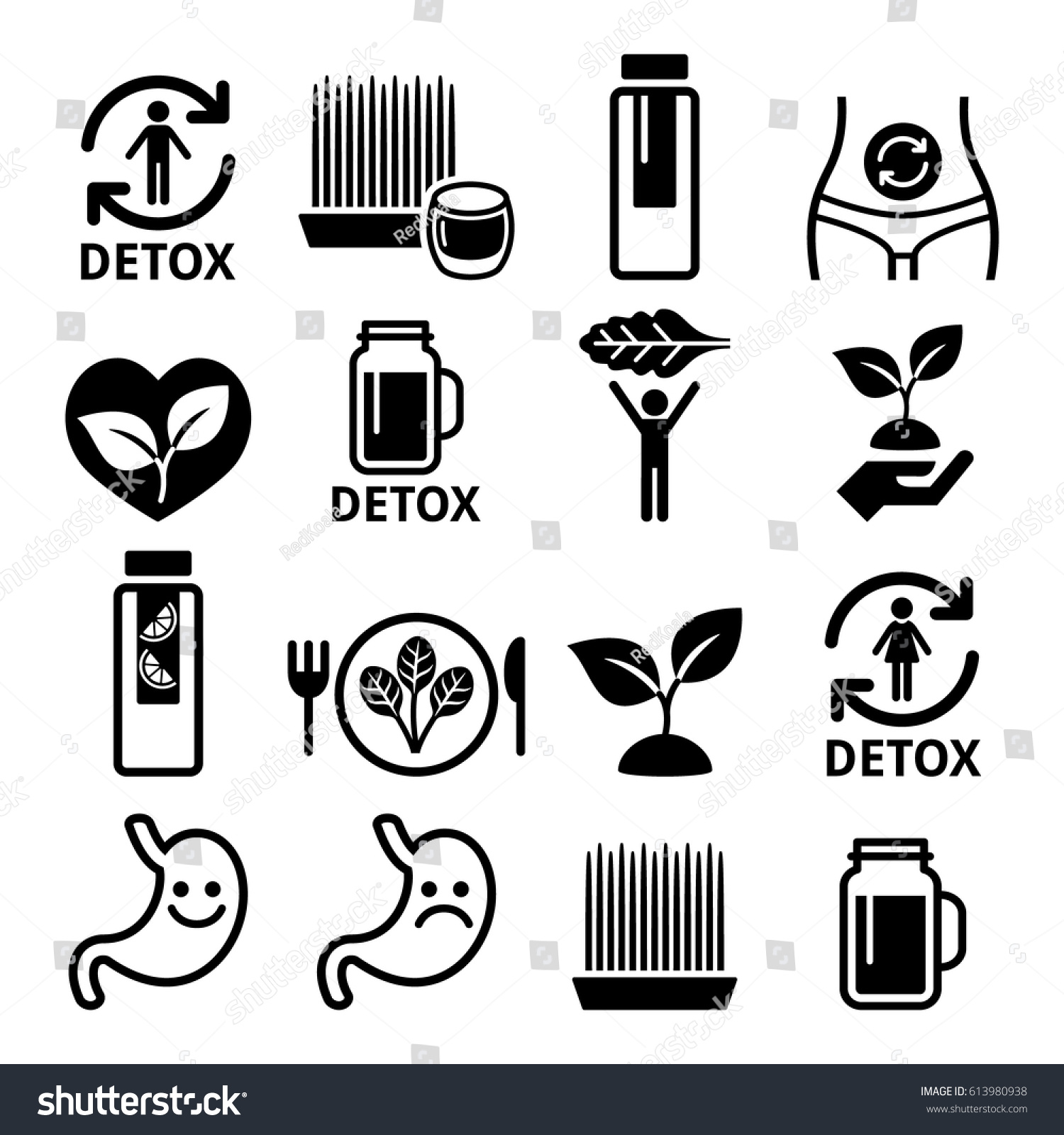 SVG of Detox, body cleaning with juices, vegetables or diet icons set svg