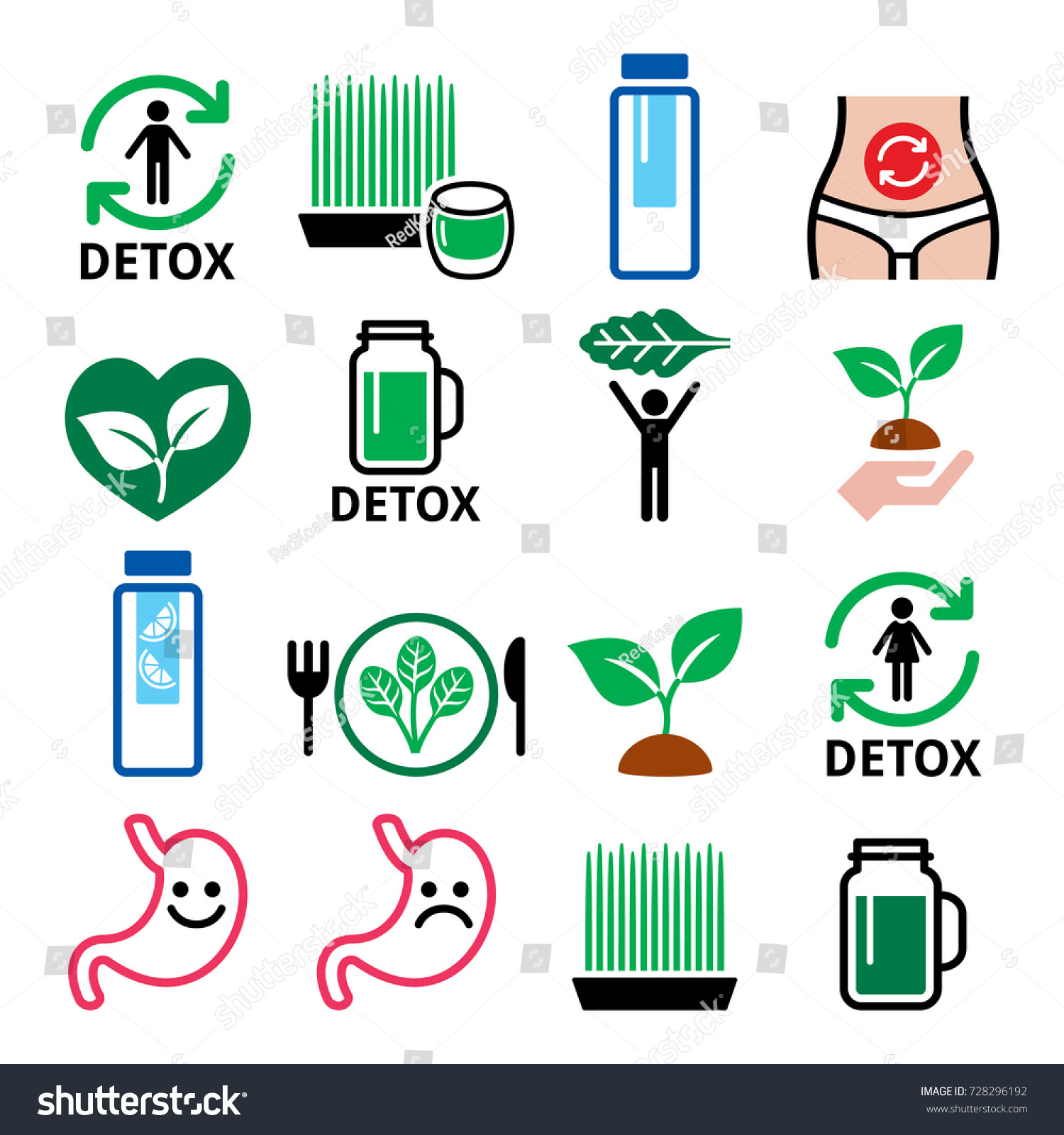 SVG of Detox, body cleaning with juices, vegetables or diet vector icons set
 svg