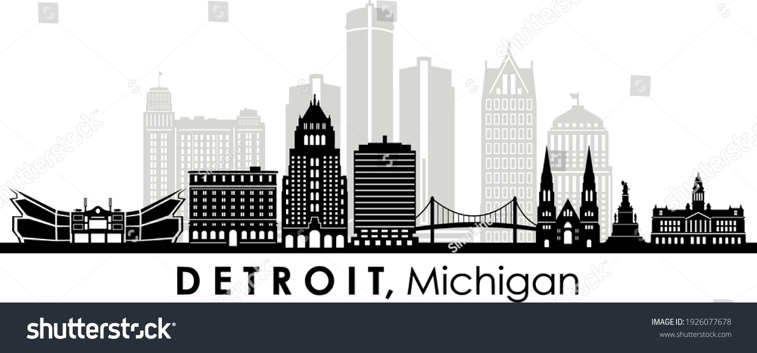 Detroit Michigan Skyline City Silhouette Stock Vector (Royalty Free ...