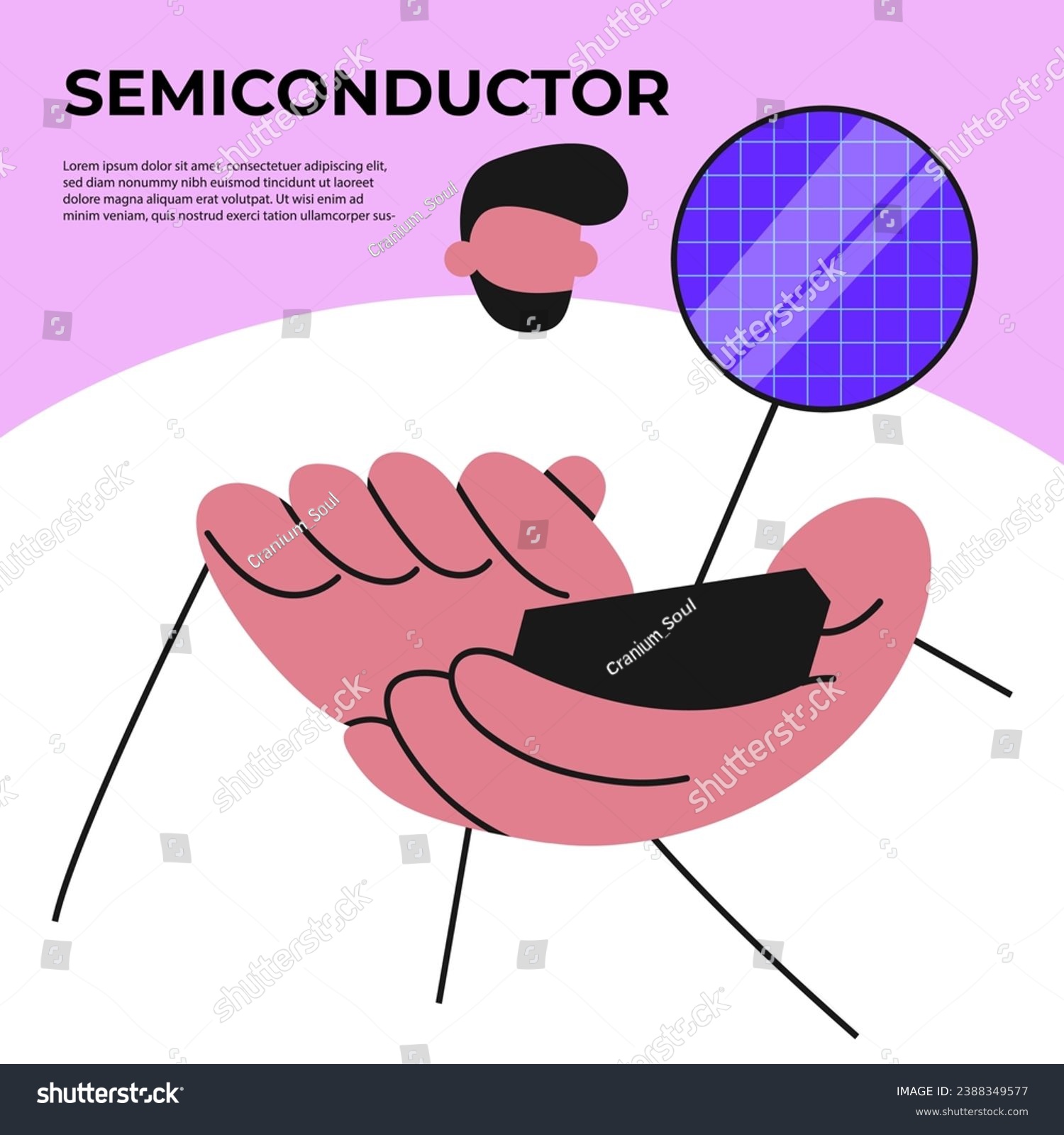 SVG of Development of chips for phones. Artificial intelligence on semiconductor elements. Semiconductor industry. Flat vector illustration in cartoon style. svg