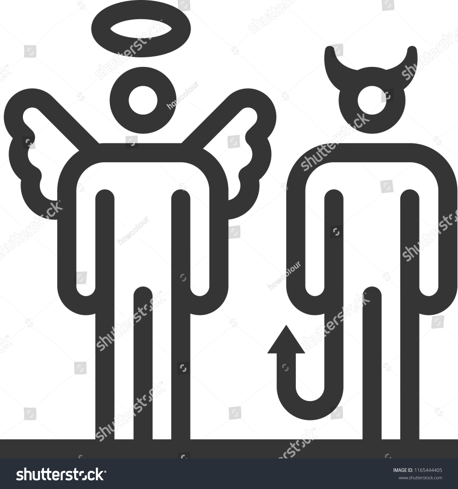 Devil Angel Bold Line Stick Figure Stock Vector (Royalty Free) 1165444405