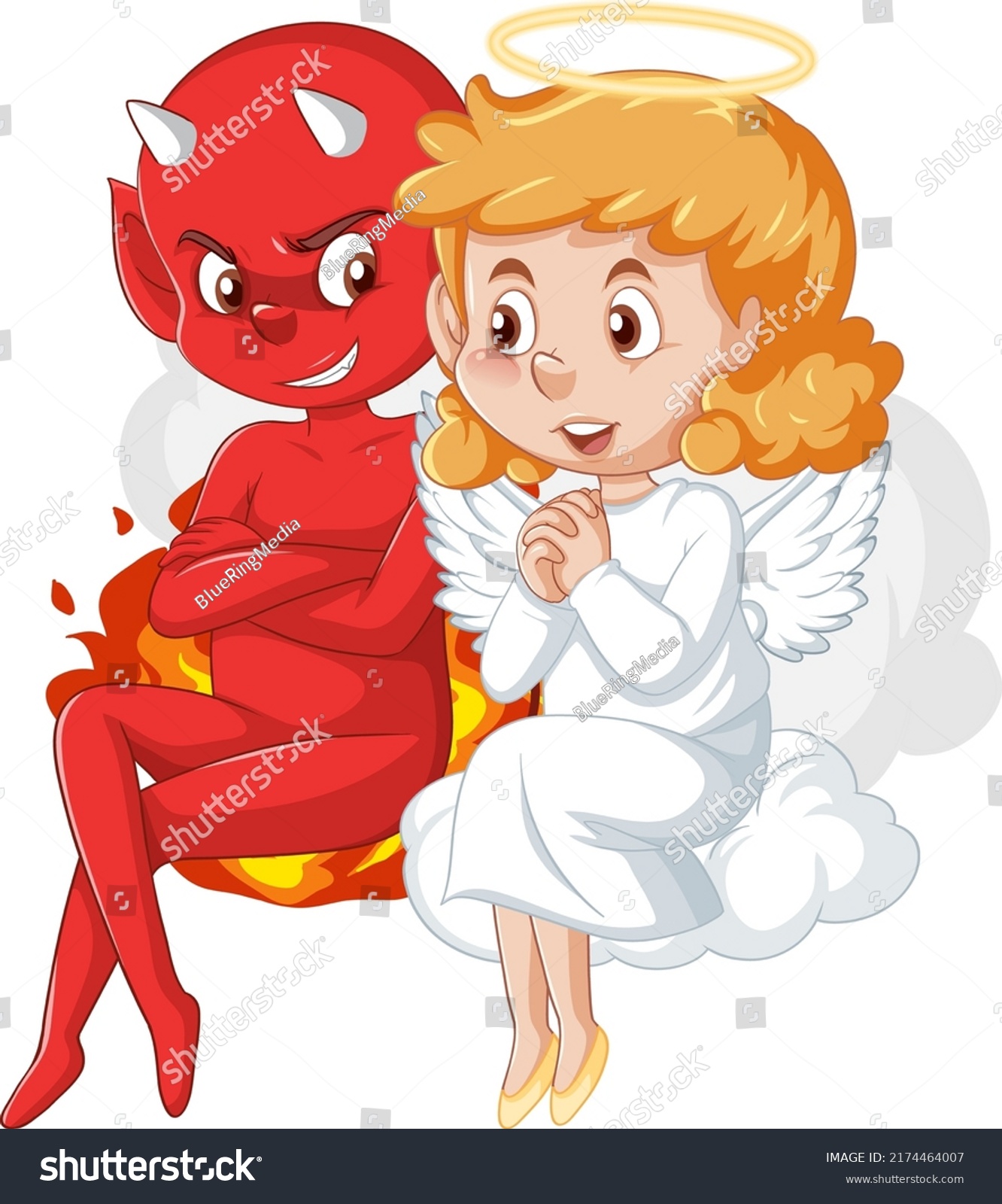 Devil And Angel Cartoon Character On White Background 8615096 Vector