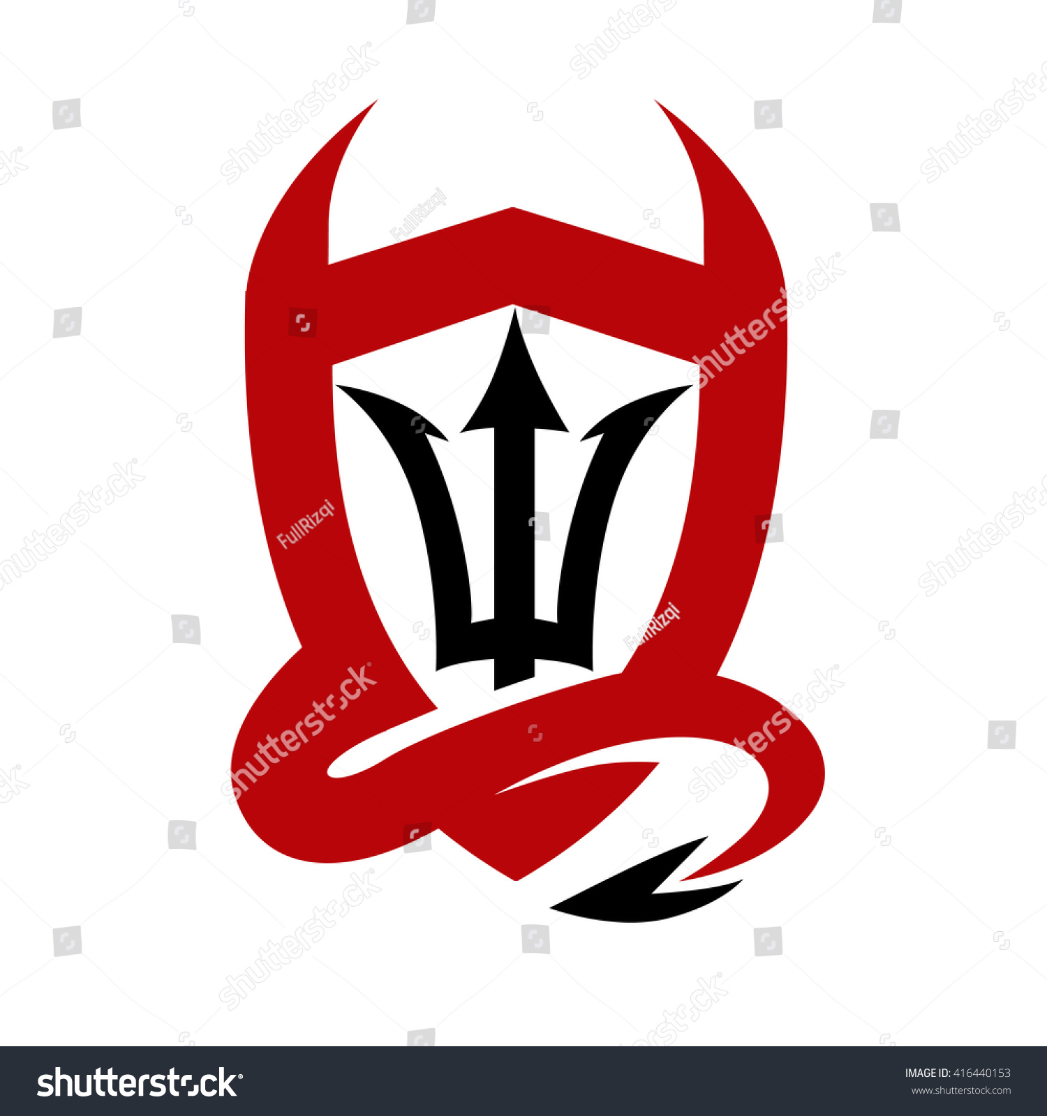 SVG of Devil Horn, Trident and Shield Logo svg