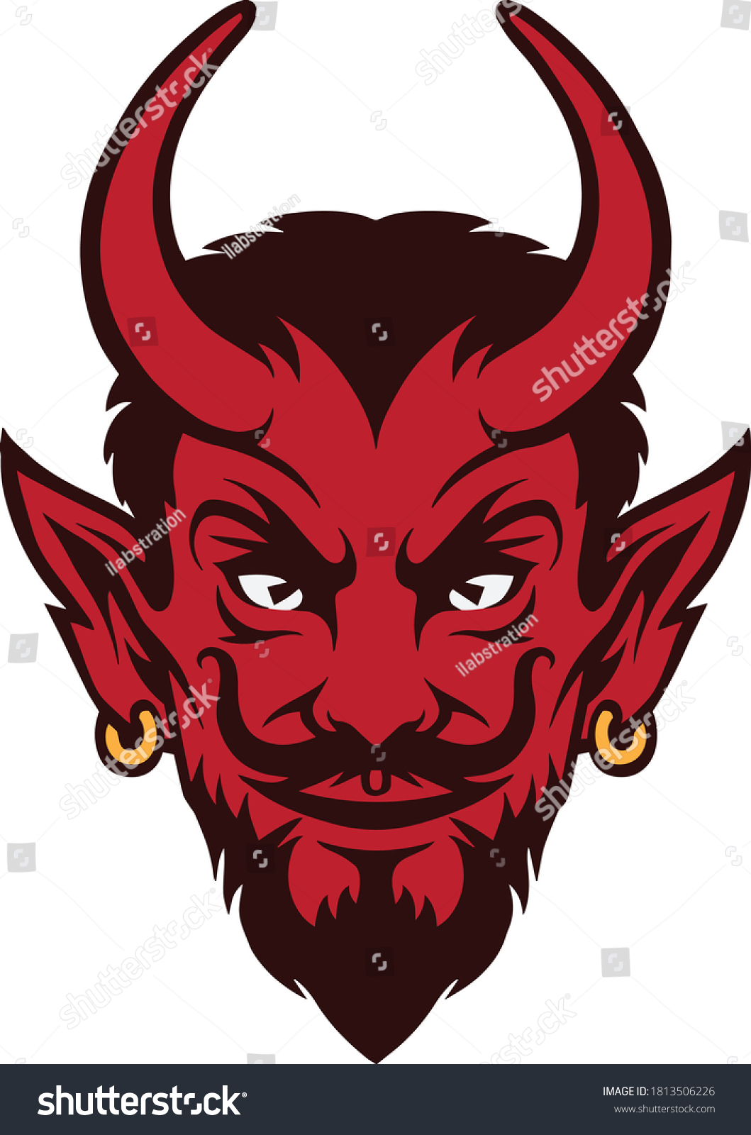 Devils Face Angry Mascot Style Stock Vector (Royalty Free) 1813506226 ...