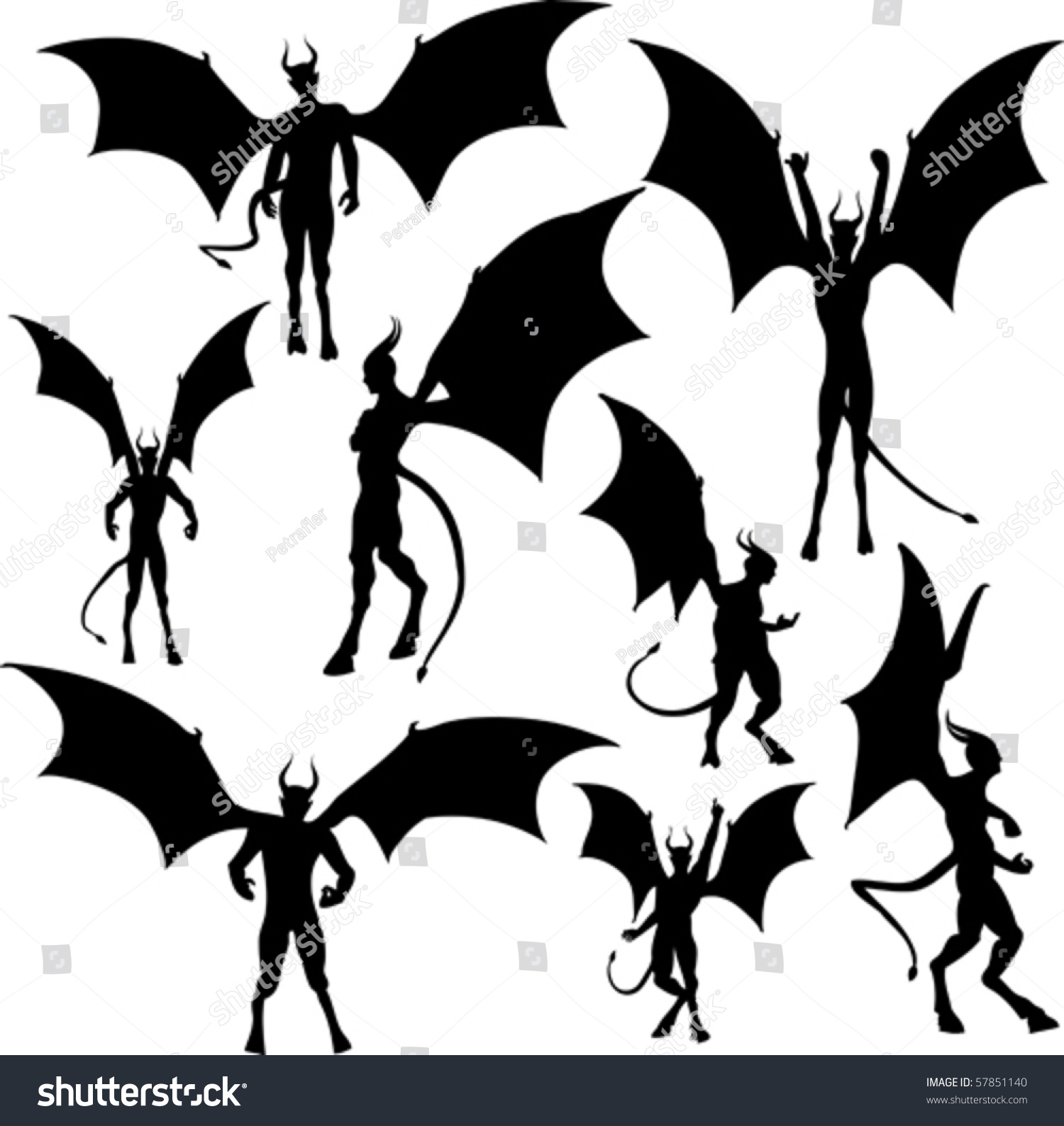 Devil Silhouettes Stock Vector 57851140 - Shutterstock