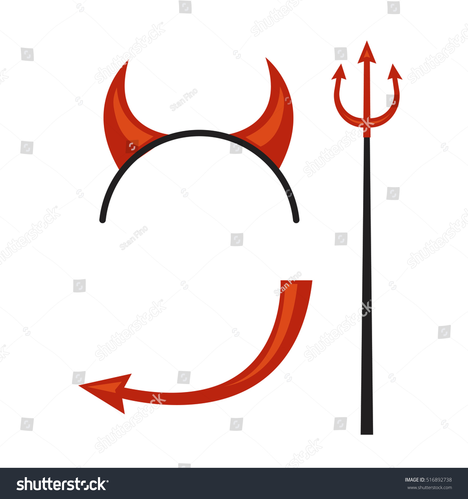 Devils Horns Head Gear Trident Tail Stock Vector (Royalty Free ...