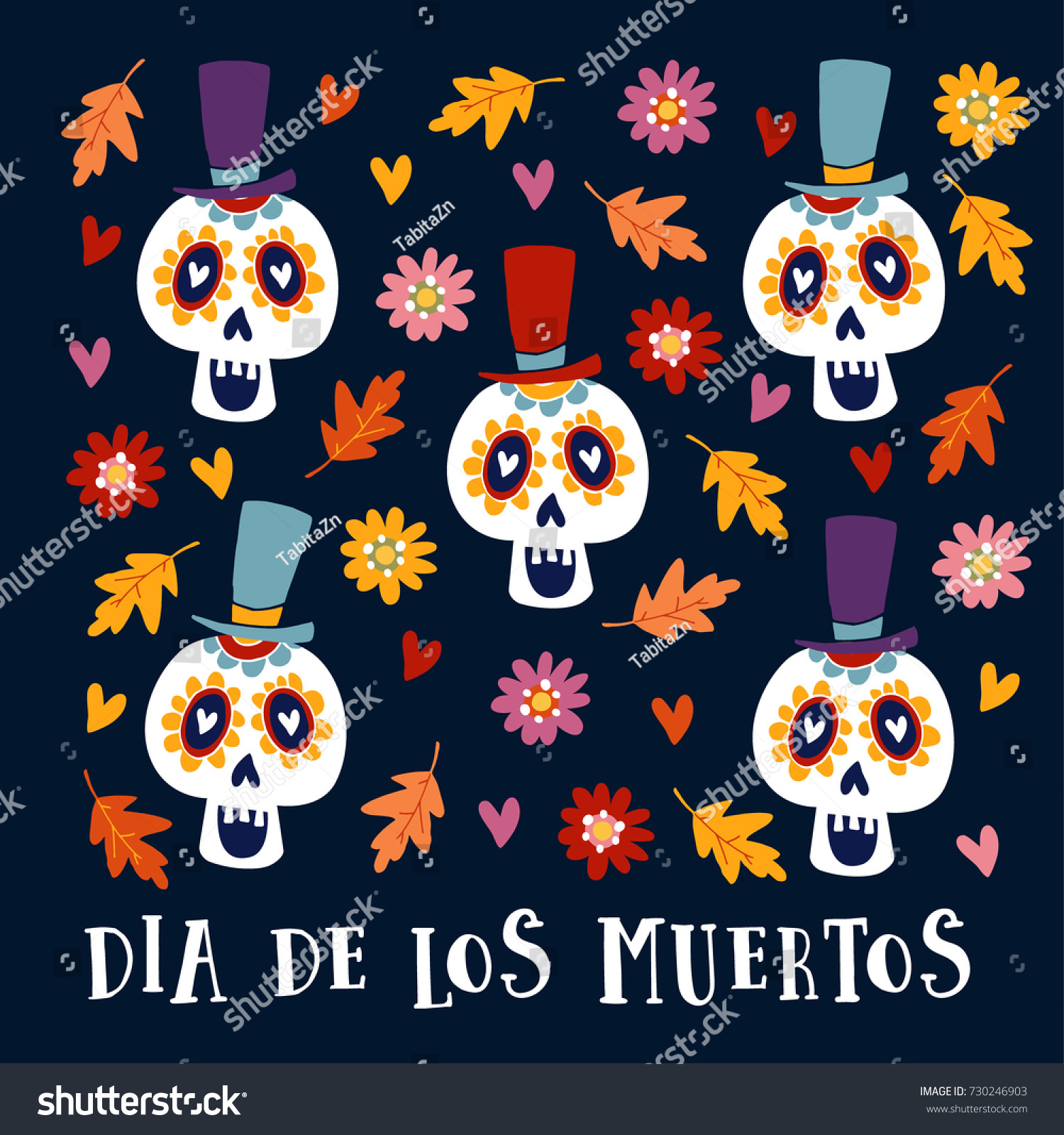 Dia De Los Muertos Greeting Card Stock Vector (Royalty Free) 730246903 ...