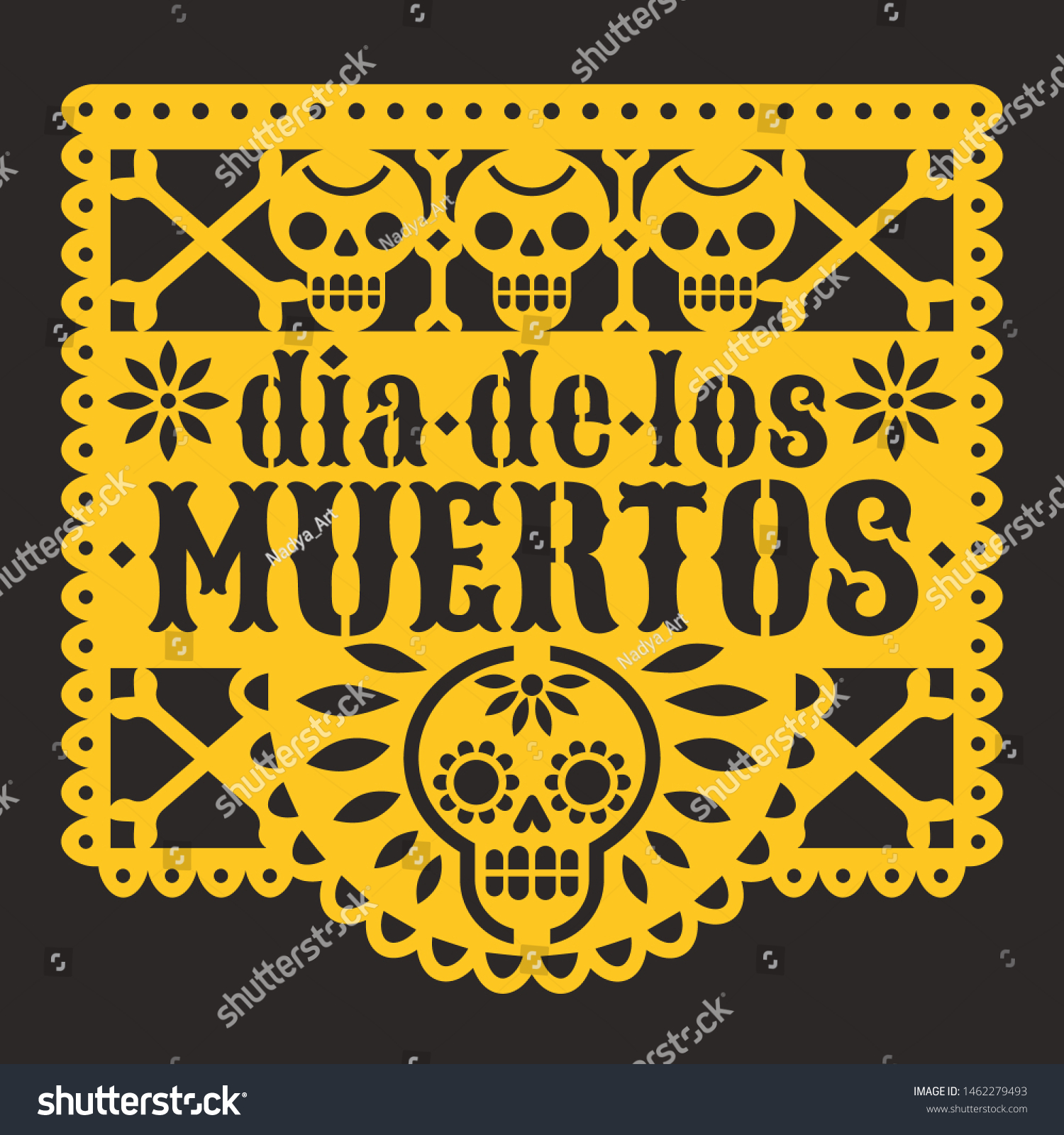 Dia De Los Muertos Papel Picado Image Vectorielle De Stock Libre De Droits 1462279493 1087