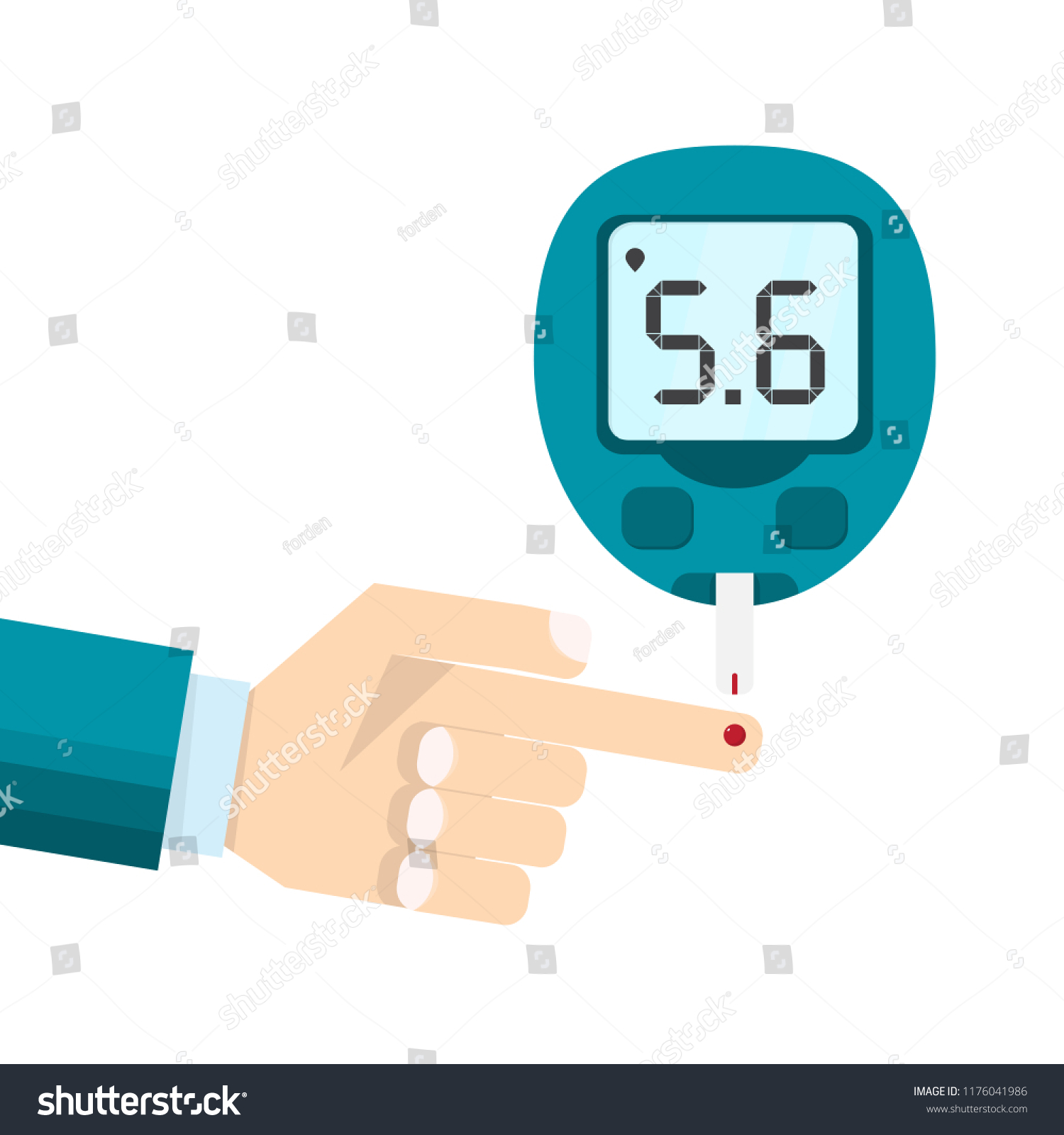 Diabetes Test Concept Mans Hand Glucometer Stock Vector (Royalty Free ...