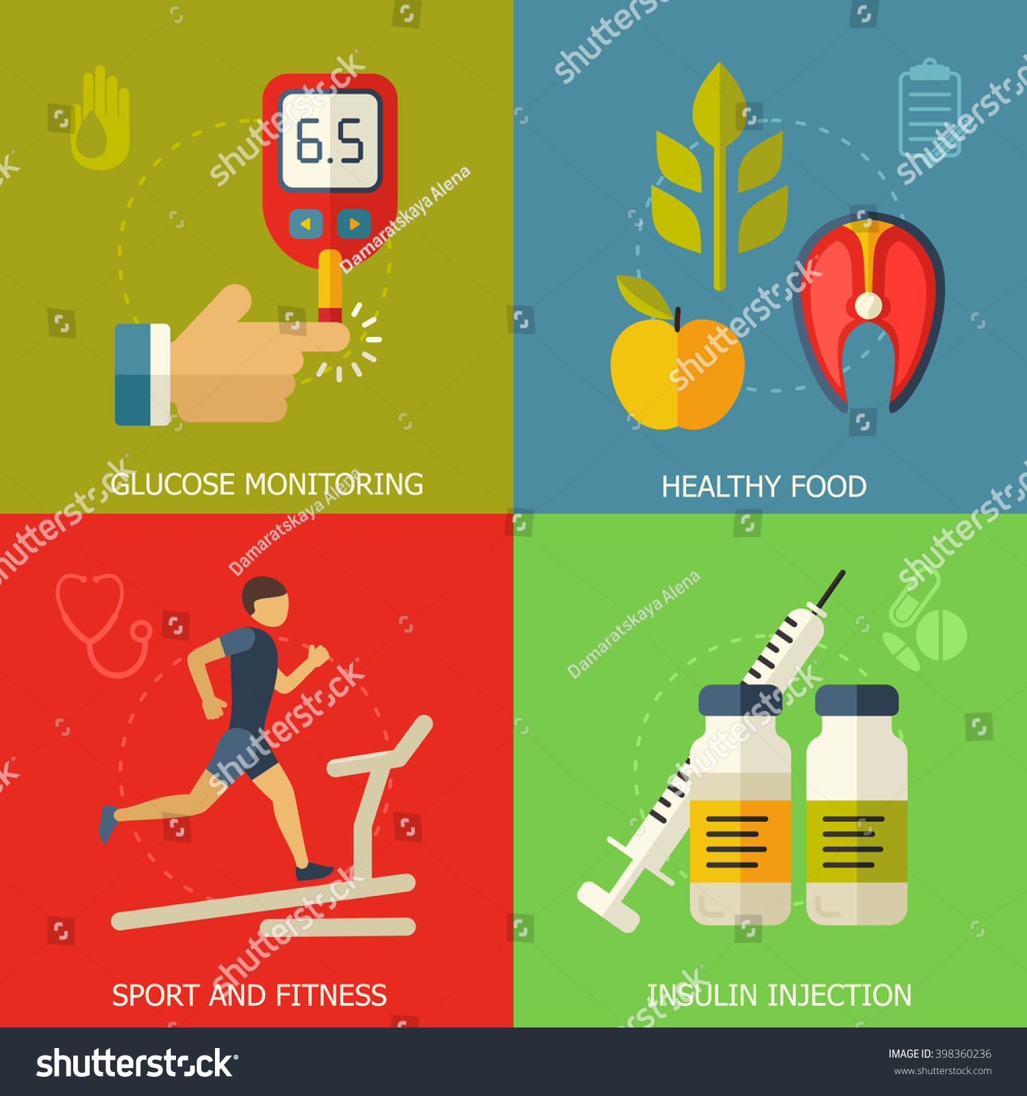 Diabetes Vector Background Diabetic Therapy Flat Stock Vector 398360236 