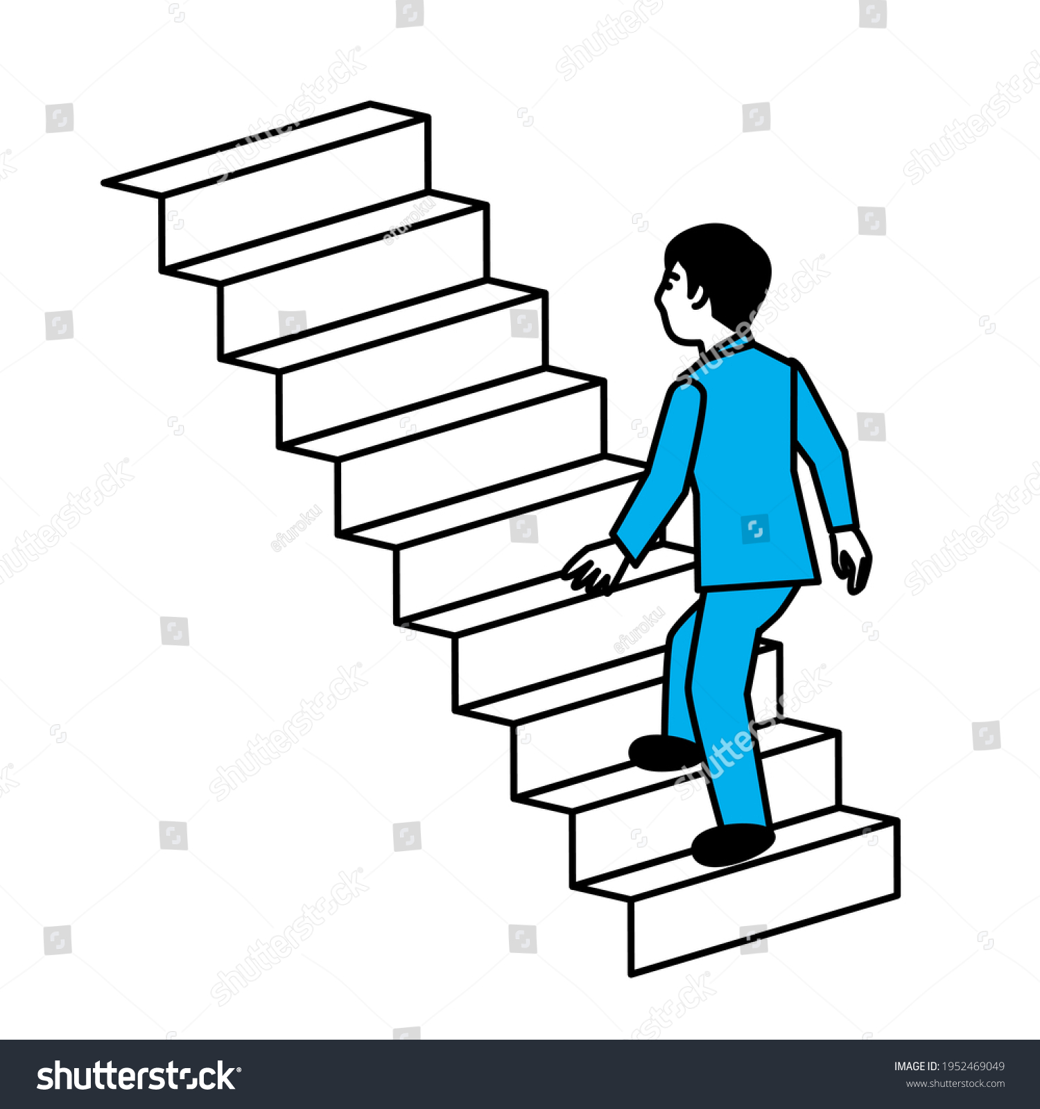 Diagonal View Man Climbing Stairs Vector Stock Vector (royalty Free 