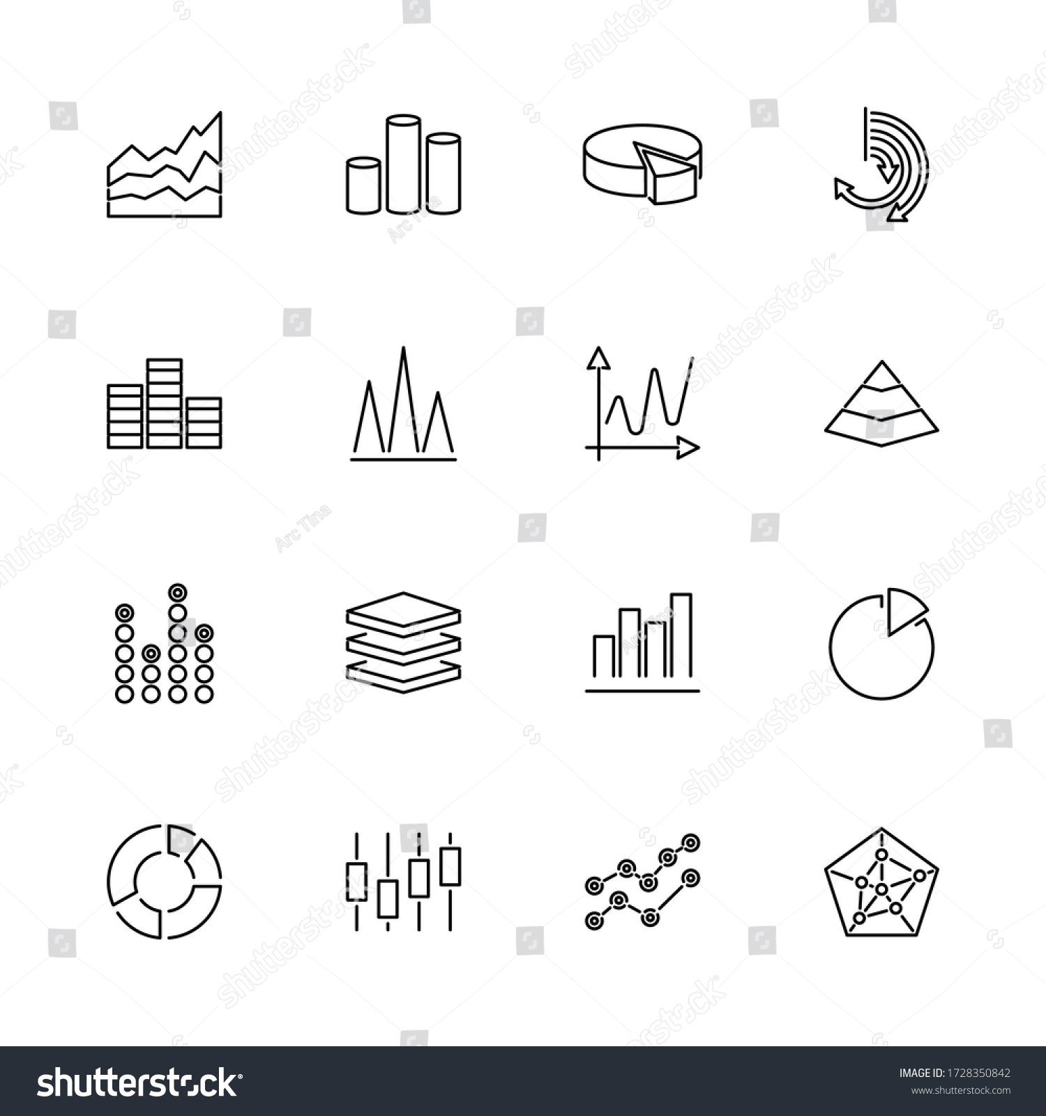 Diagram Graphs Chart Pie Outline Icons Stock Vector (Royalty Free ...