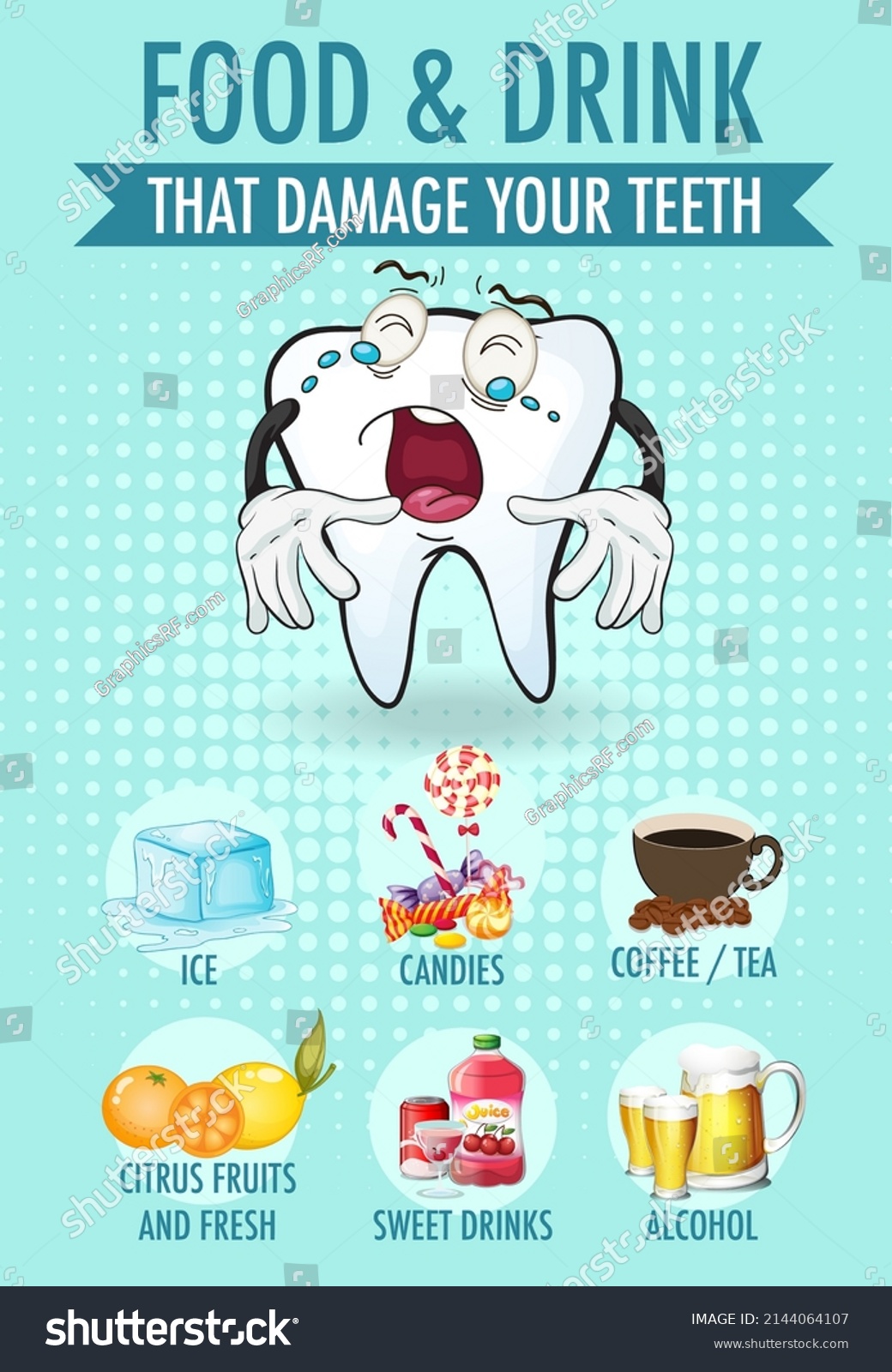 Diagram Showing Food Drink Damage Teeth Stock Vector (Royalty Free ...