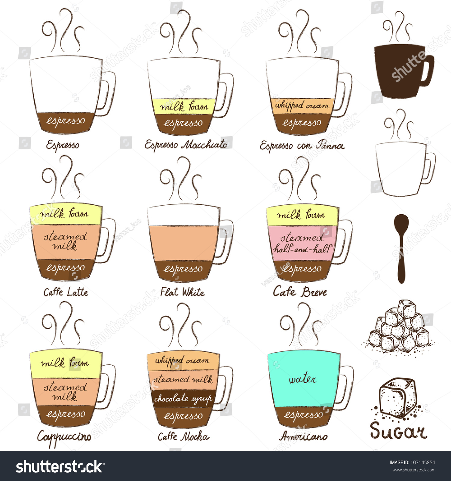 Diagram Types Coffee Stock Vector 107145854 - Shutterstock