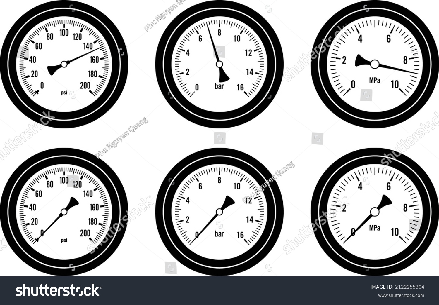 Dial Indicating Pressure Gauges Vector Illustration Stock Vector ...