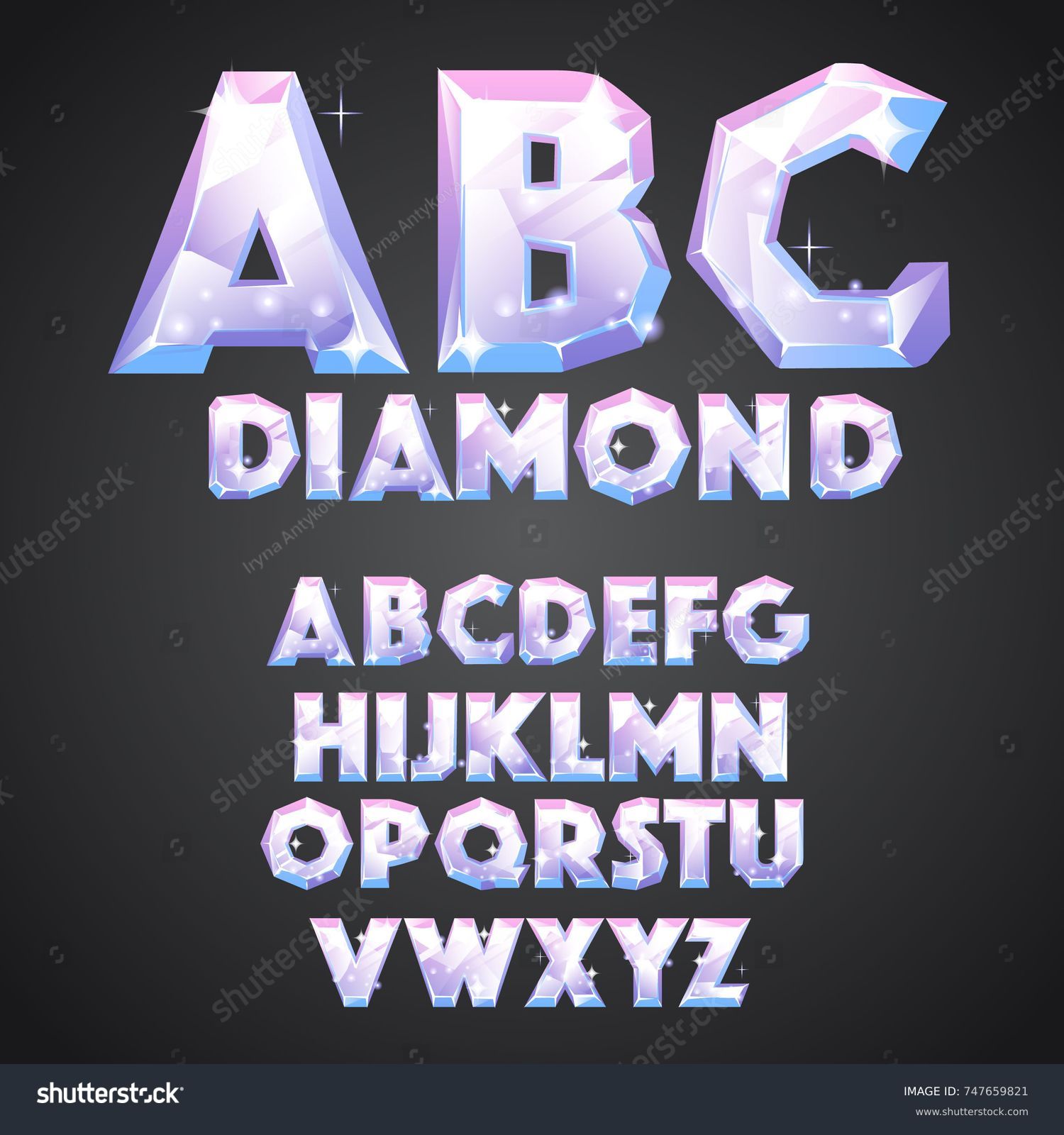 Diamond Alphabet Font Cartoon Style Abc Stock Vector Royalty Free