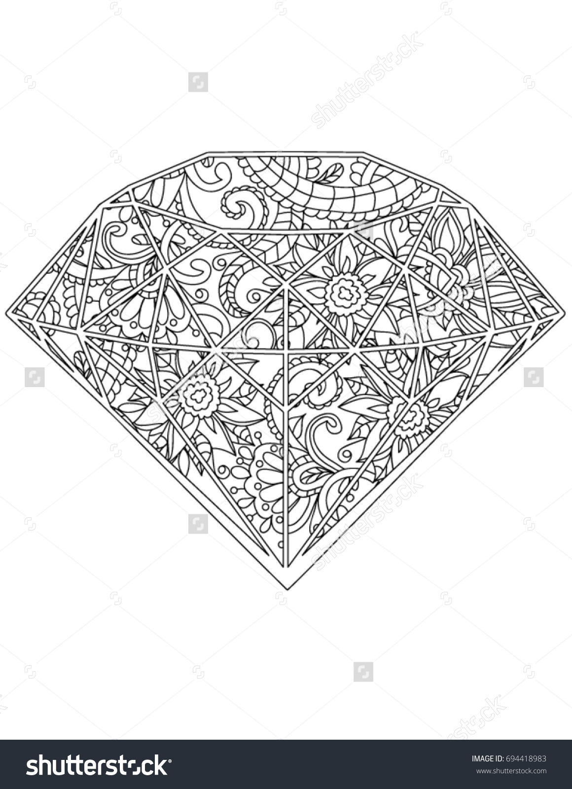 Diamond Coloring Book Page: เวกเตอร์สต็อก (ปลอดค่าลิขสิทธิ์) 694418983