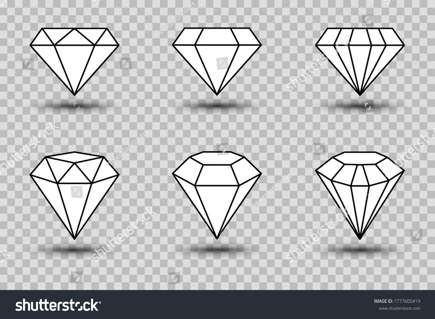 Diamond Icon Set Vector Isolated On Stock Vector (Royalty Free ...