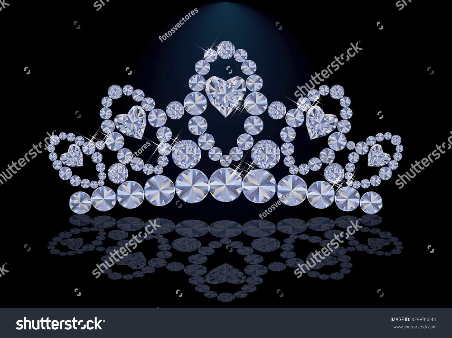 Diamond Princess Diadem Hearts Vector Illustration Stock Vector Royalty Free 329895044