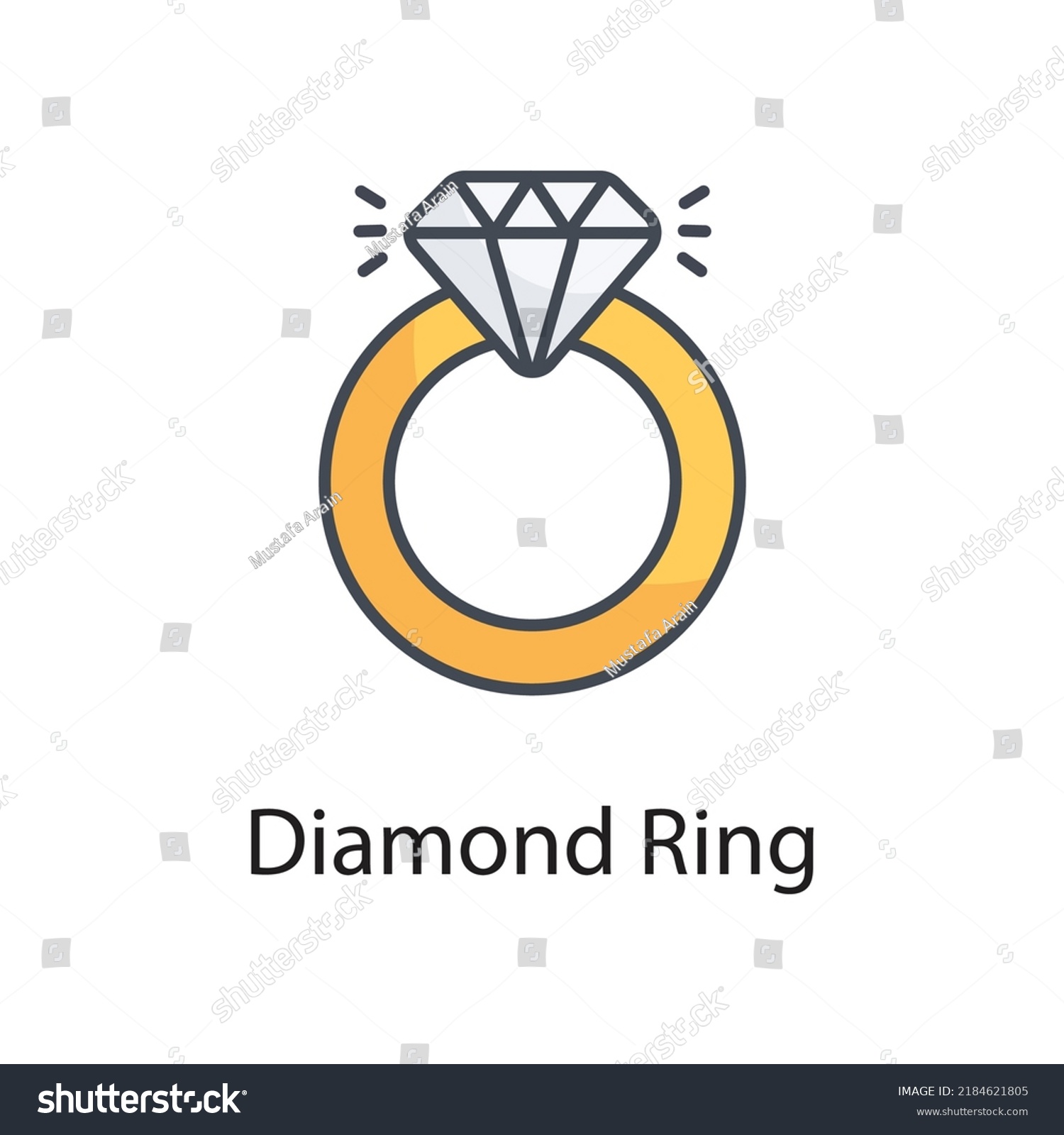 SVG of Diamond Ring vector Filled Outline Icon Design illustration on White background. EPS 10 File  svg