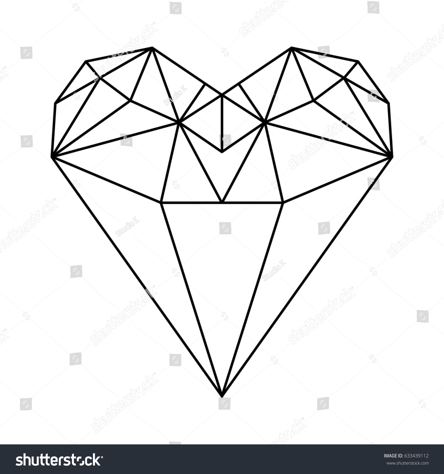 Diamond Shaped Heart Blackwhite Stock Vector 633439112 - Shutterstock