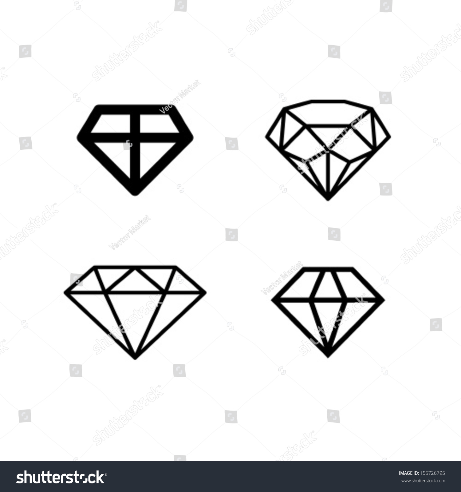 Diamond Vector Icon Symbol Set - 155726795 : Shutterstock