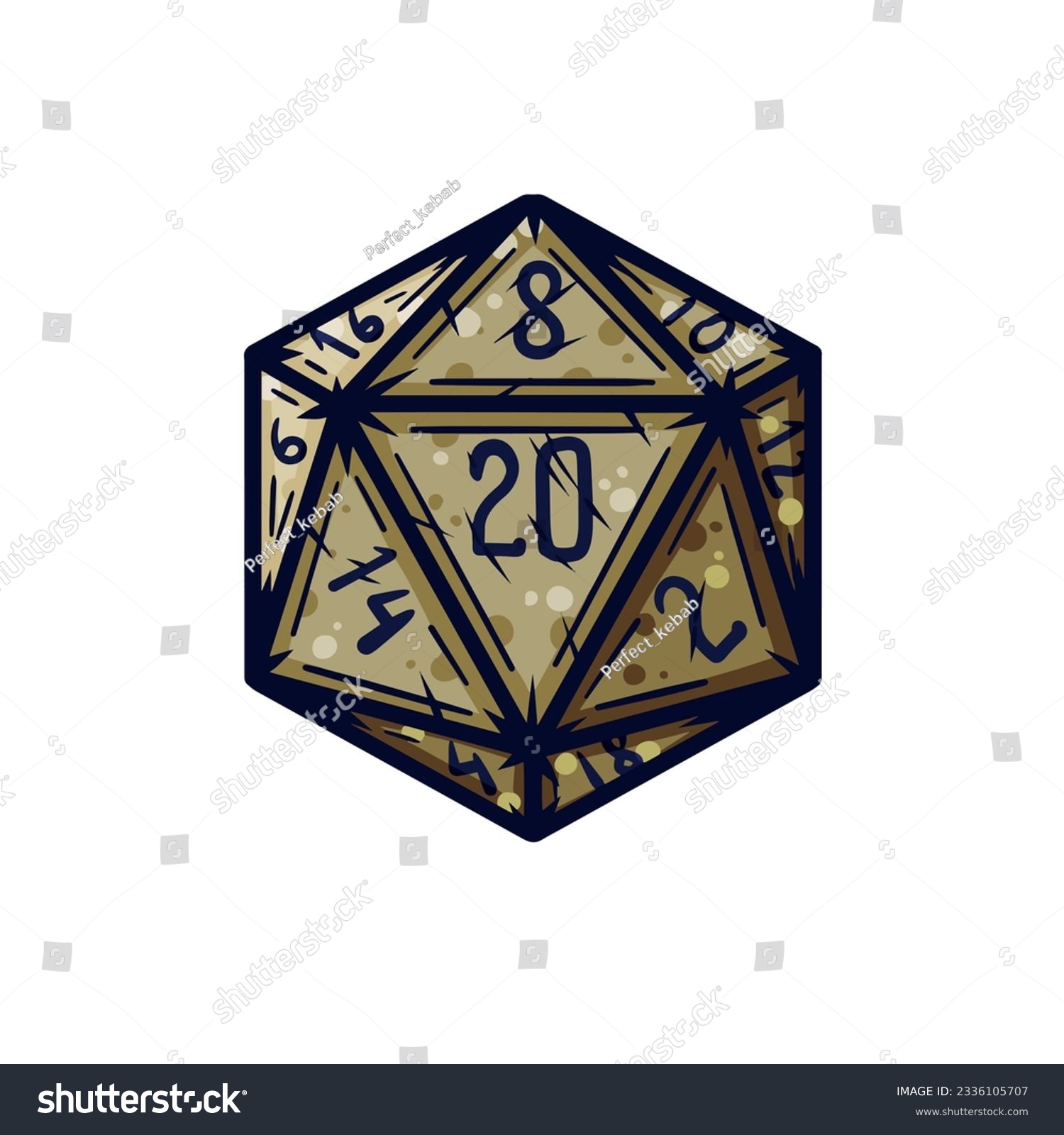 SVG of Dice d20 for playing Dnd. Dungeon and dragons board game. Cartoon outline drawn illustration svg