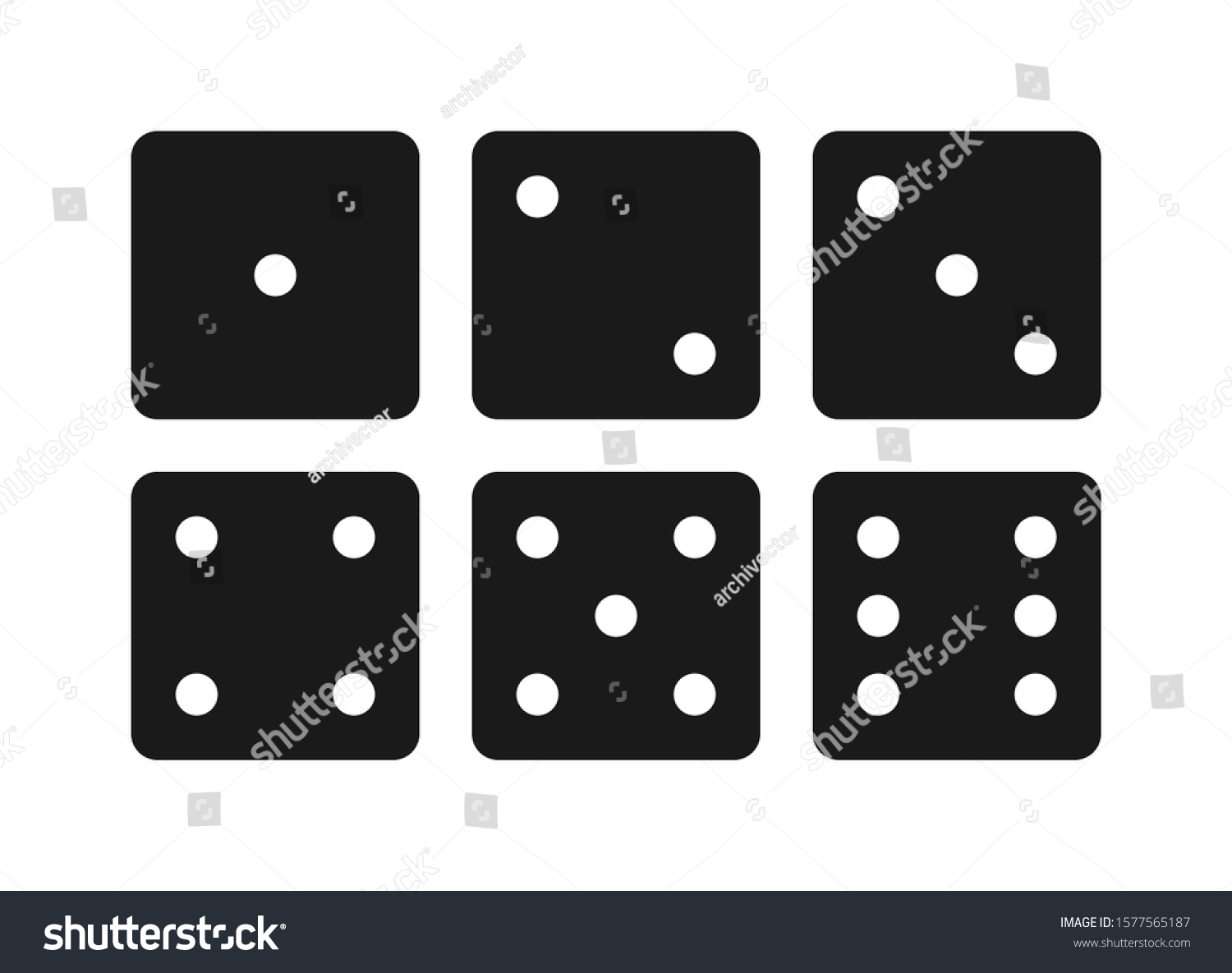 Dice Graphic Icons Set Six Different Stock Vector Royalty Free