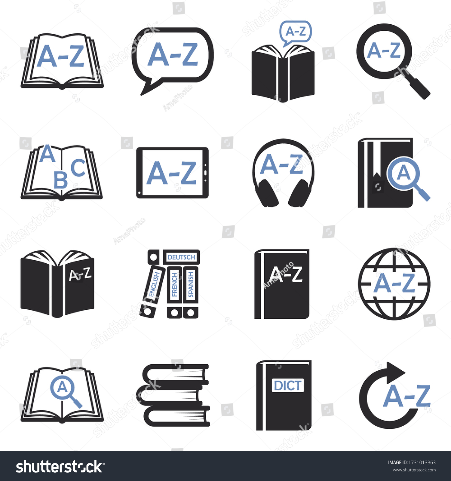 Dictionary Icons Two Tone Flat Design Stock Vector (Royalty Free ...