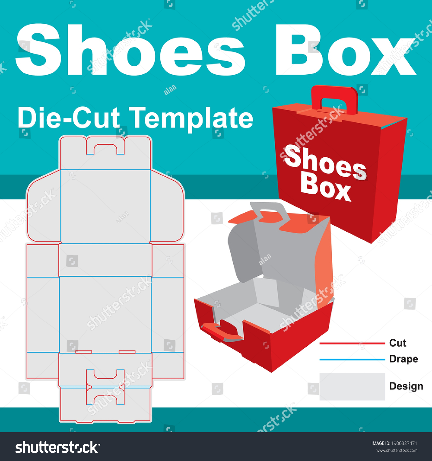 Diecut Template Shoes Box Mold Stock Vector (Royalty Free) 1906327471