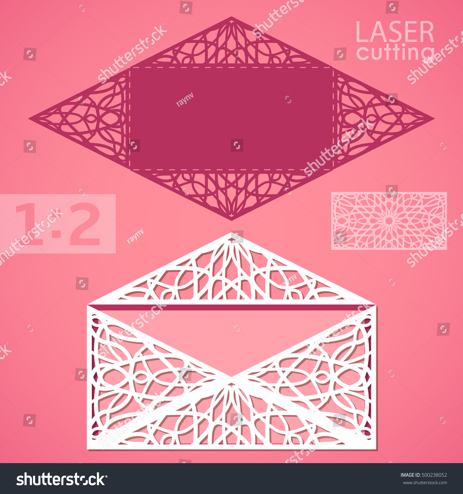 die laser cut envelope patterned corners wedding stock vector