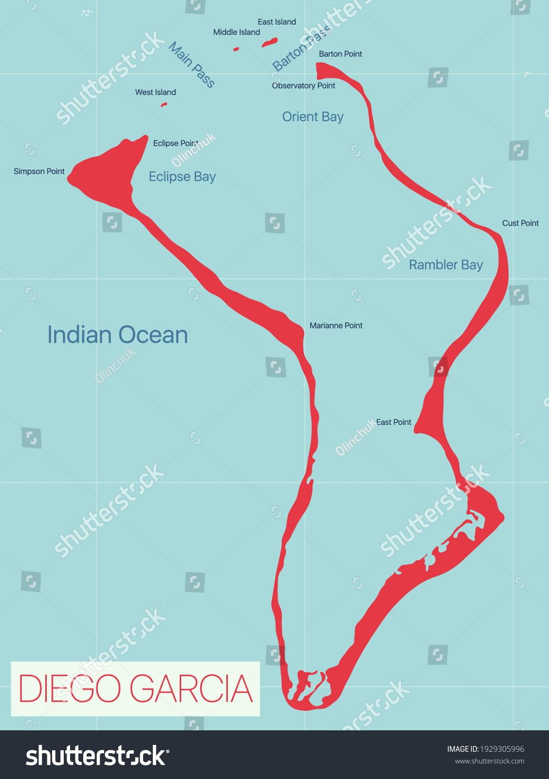 Diego Garcia Detailed Editable Map Geographic   Stock Vector Diego Garcia Detailed Editable Map With Geographic Sites Vector Eps File 1929305996 