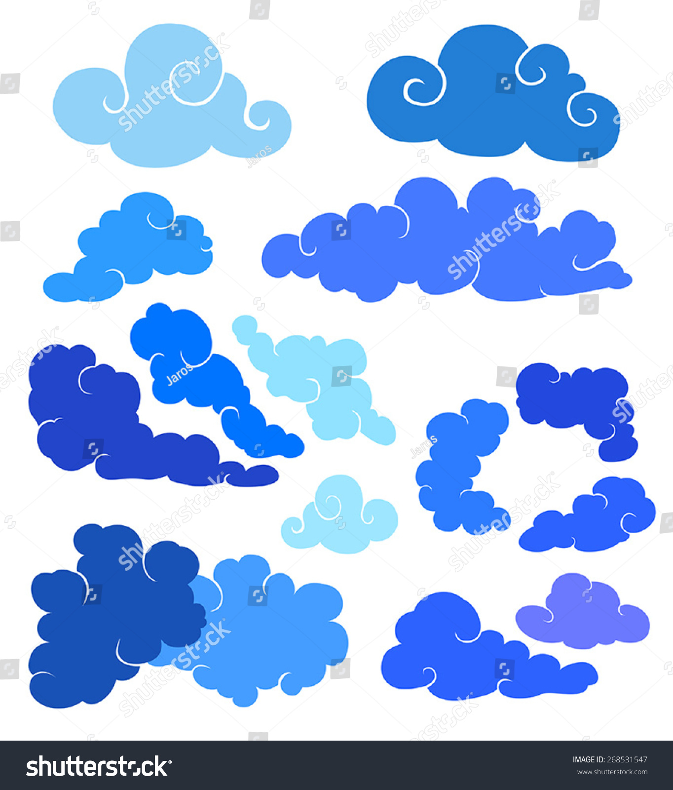 Different Blue Stylized Vector Clouds Set Stock Vector 268531547 ...