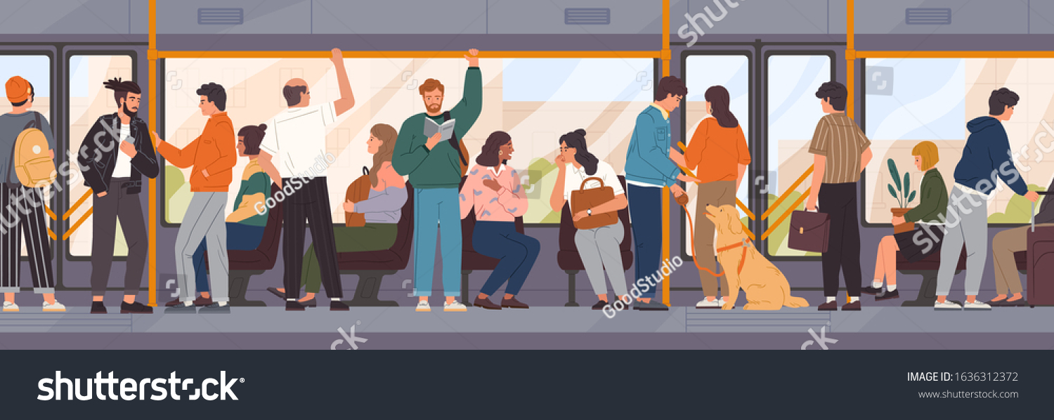 Different Cartoon People Go By Public Stock Vector (Royalty Free ...