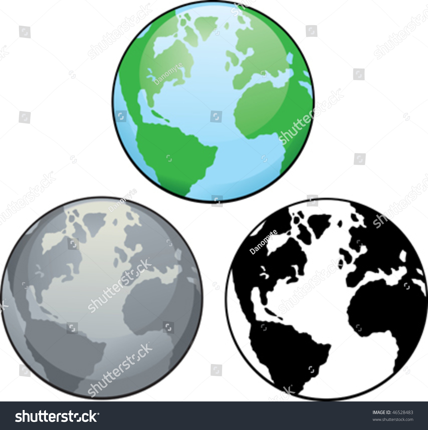 Different Drawings Planet Earth Colour Black Stock Vector Royalty Free