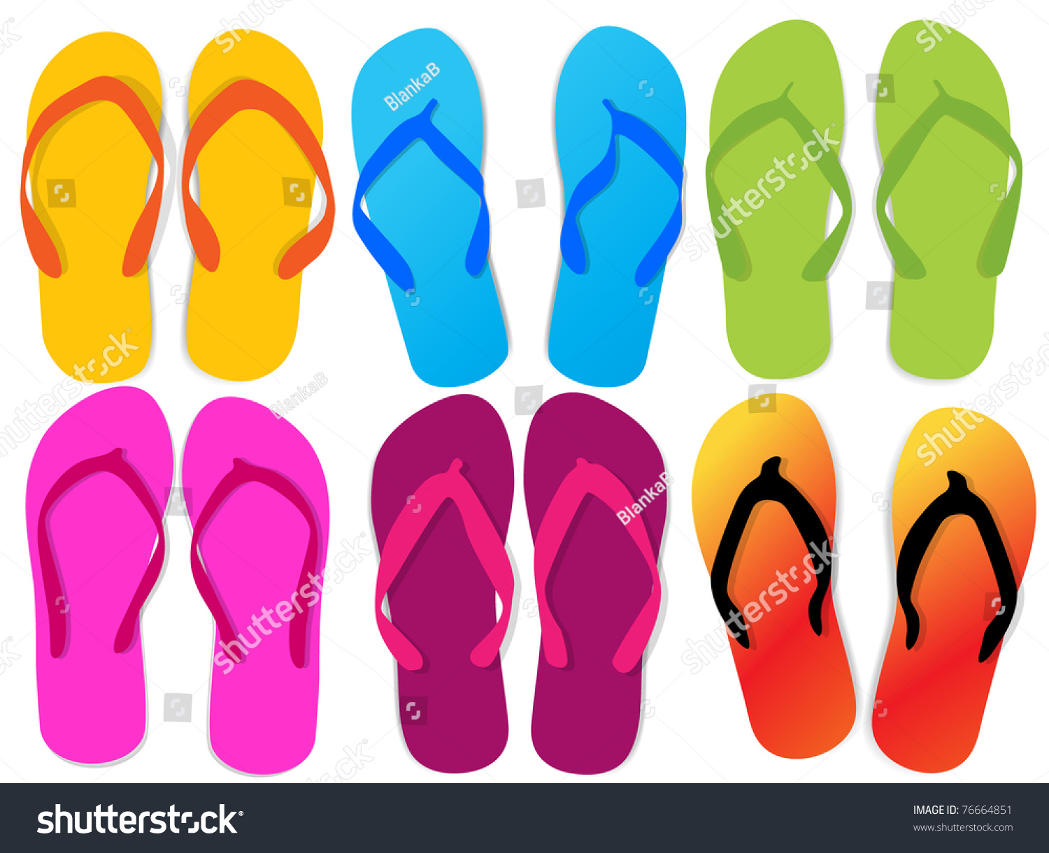 Different Flip Flops Stock Vector Illustration 76664851 : Shutterstock