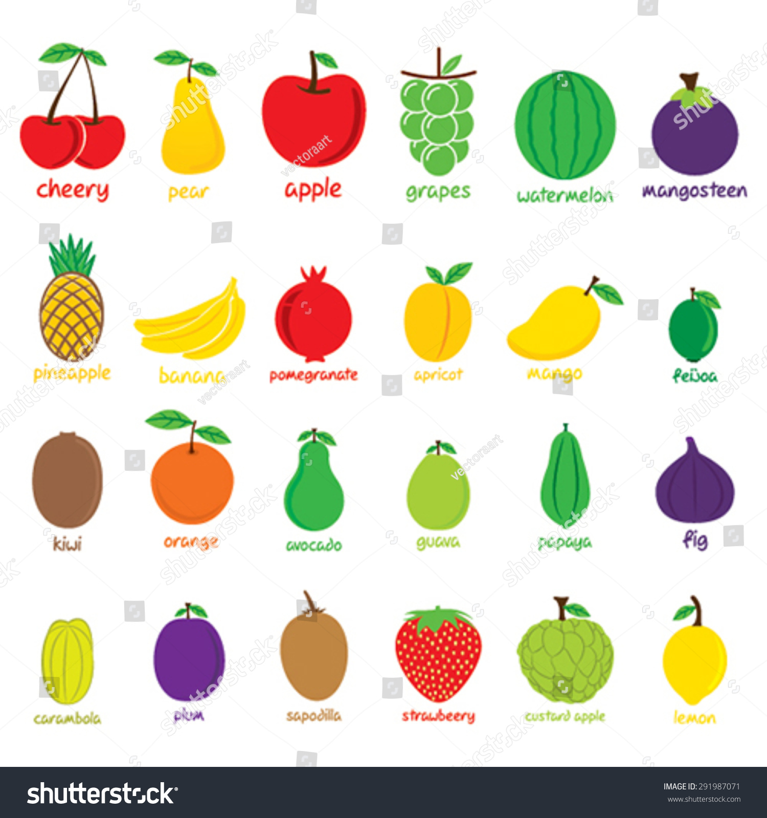 Different Fruit Icon Set Design Vector Stock Vector (Royalty Free ...