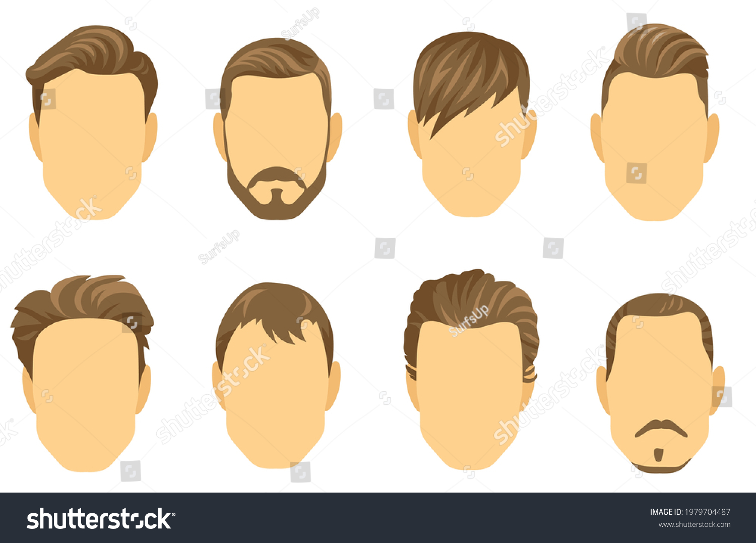 Different Hairstyles Men Vector Illustrations Set Stock Vector (Royalty ...