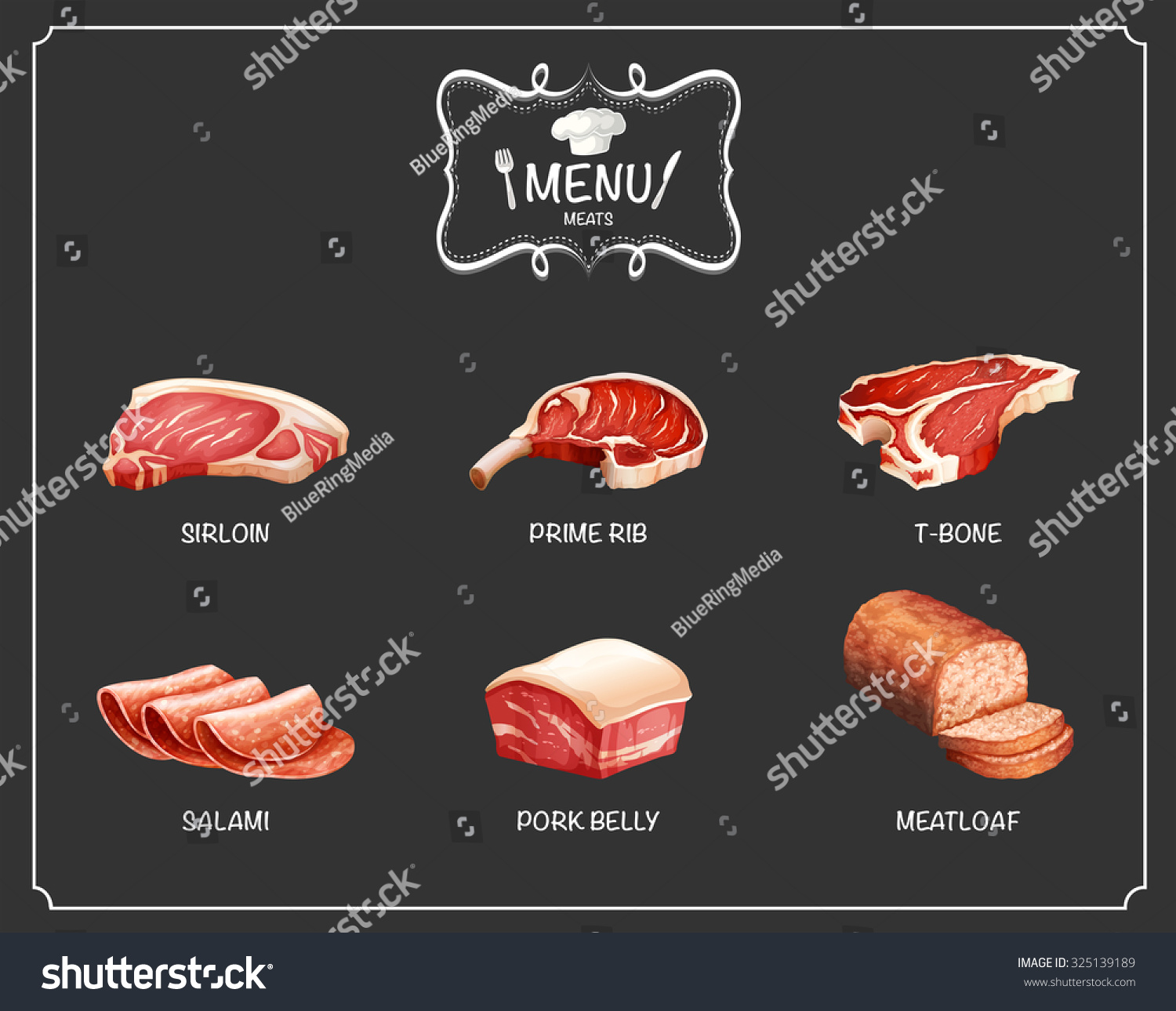 Different Kind Meat On Menu Illustration Stock Vector Royalty Free 325139189