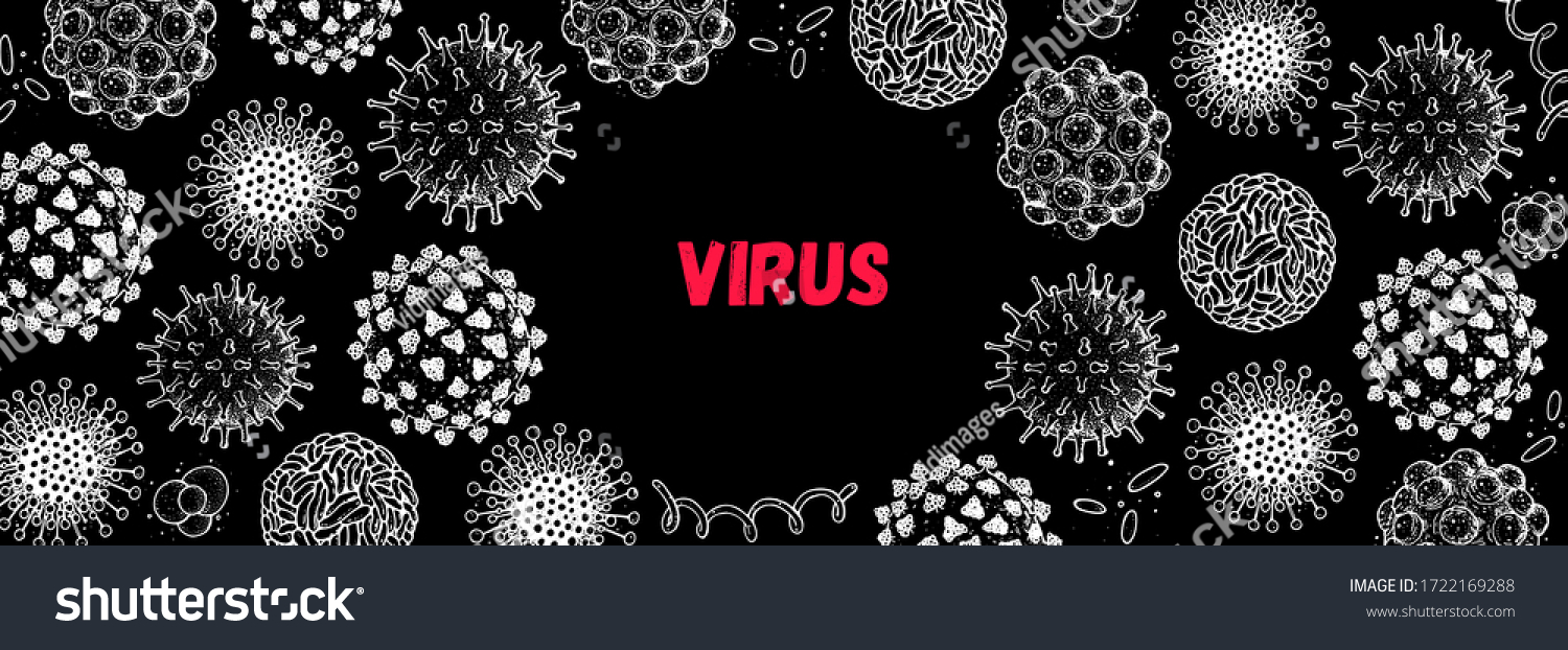 Different Kinds Virus Sketch Collection Hand Stock Vector Royalty Free