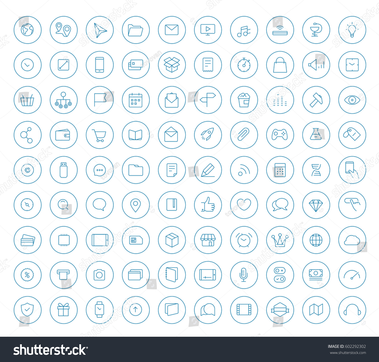 Different Lineart Style Icons Vector Collection Stock Vector (Royalty ...