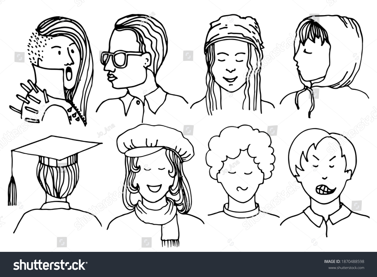 Different Man Woman Faces Young People Stock Vector (Royalty Free