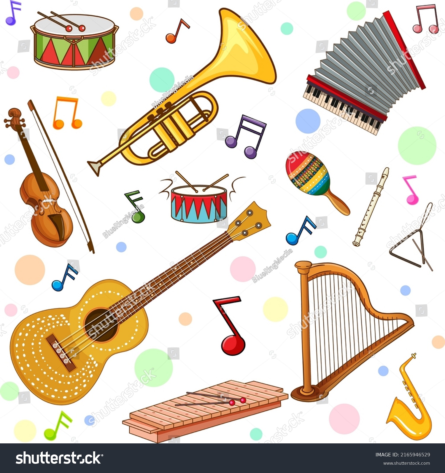 Different Music Instruments Seamless Pattern Illustration Stock Vector ...