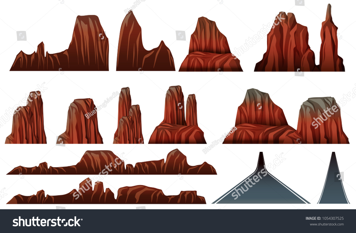 Different Patterns Canyons Roads Illustration Stock Vector (Royalty