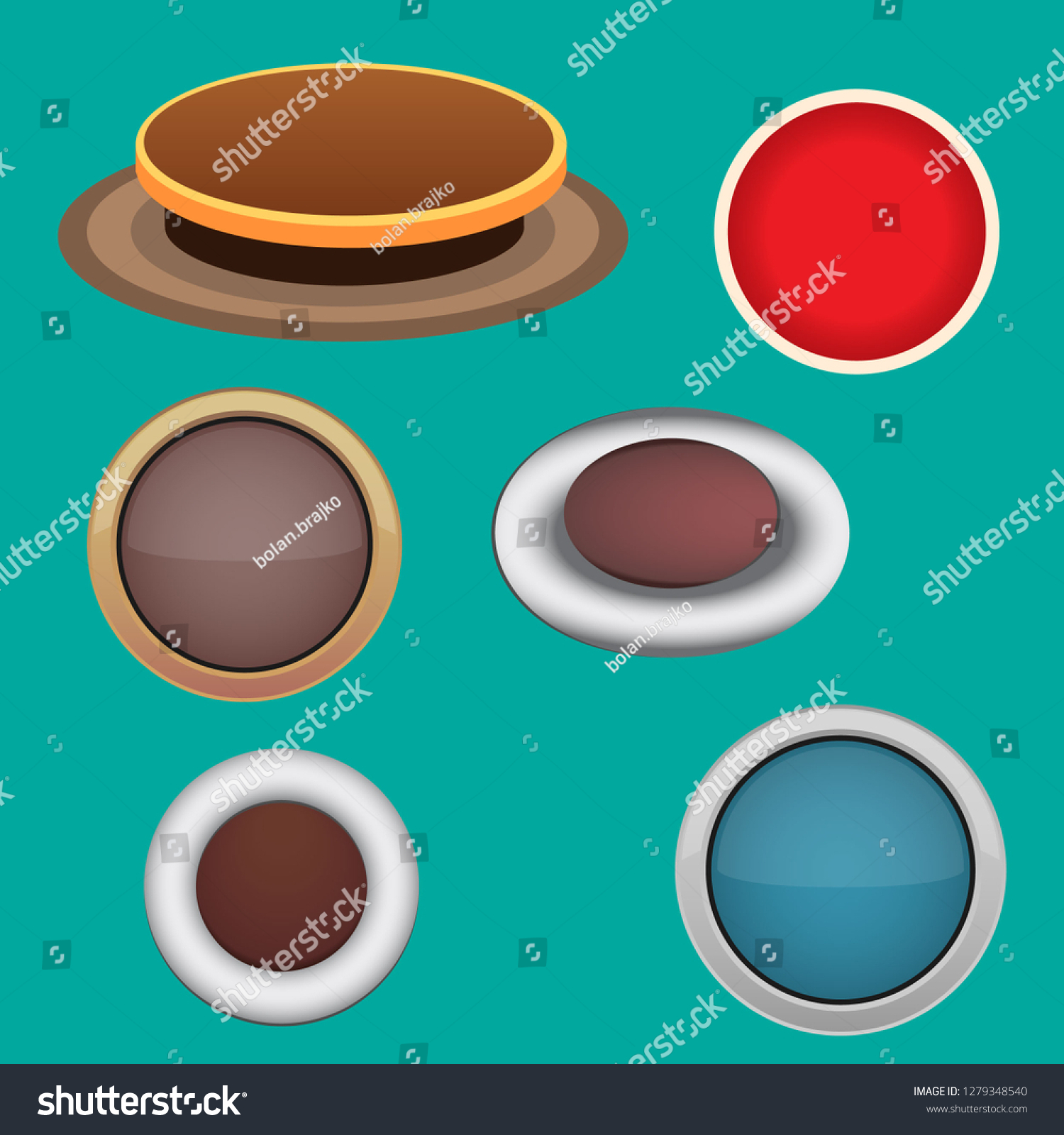 Different Round Buttons Stock Vector (Royalty Free) 1279348540 ...