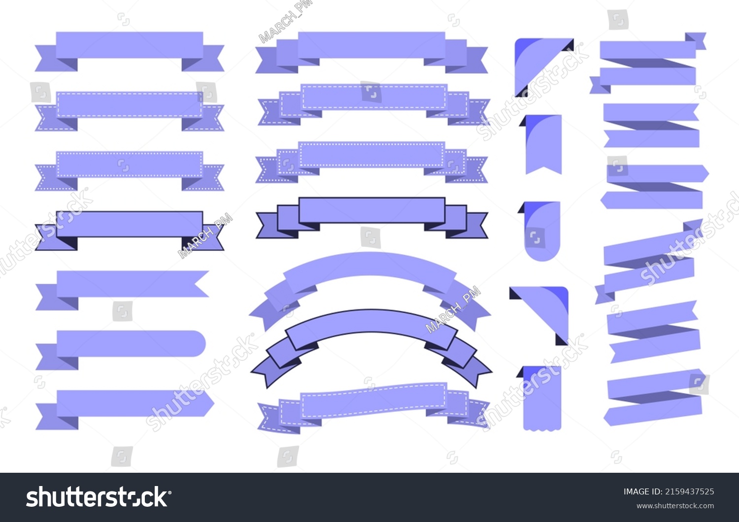 Different Shape Ribbons Labels Banners Collection Stock Vector (Royalty ...