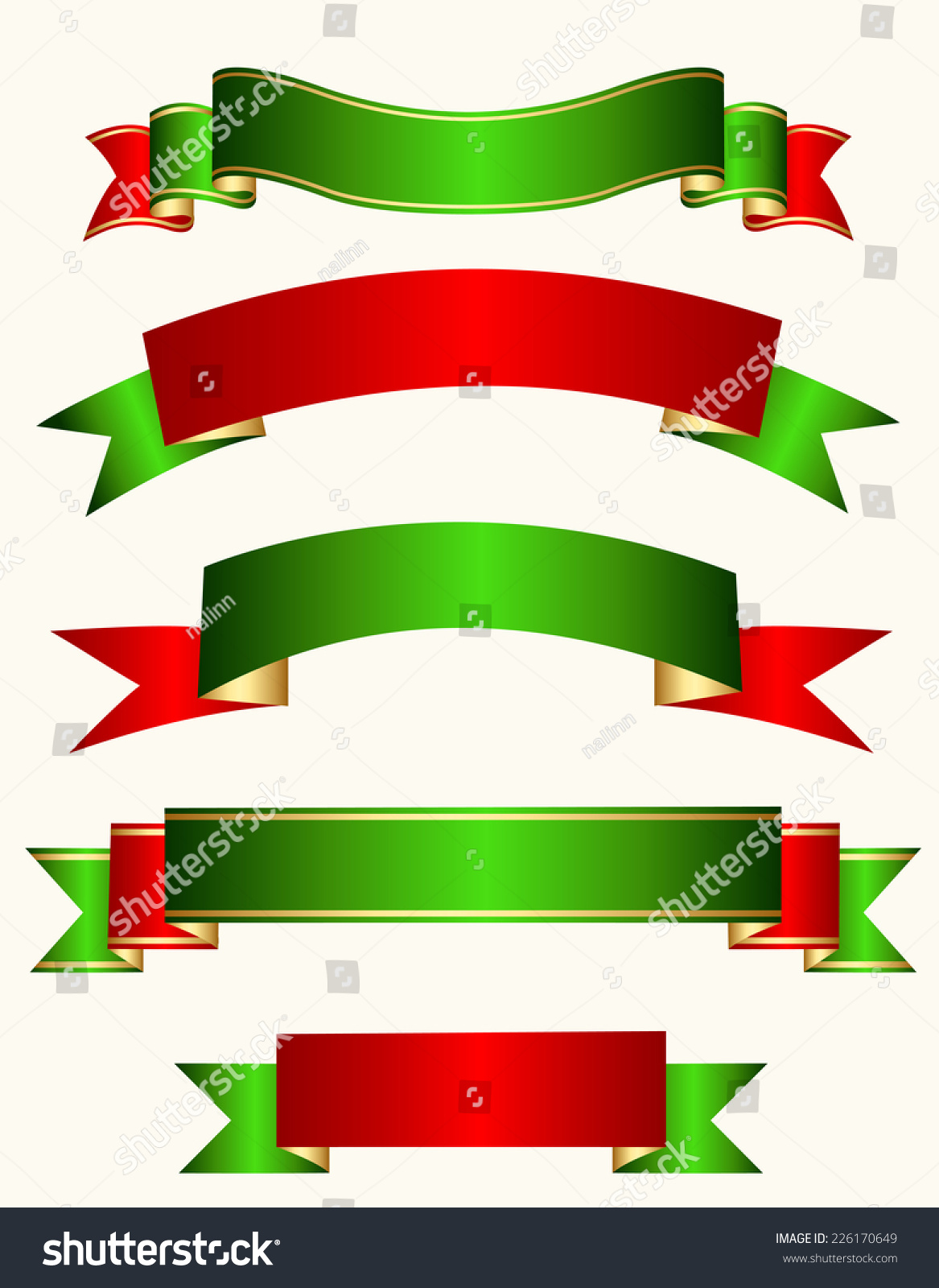 Different Shaped Ribbon Banner Collection Red Stock Vector 226170649 ...