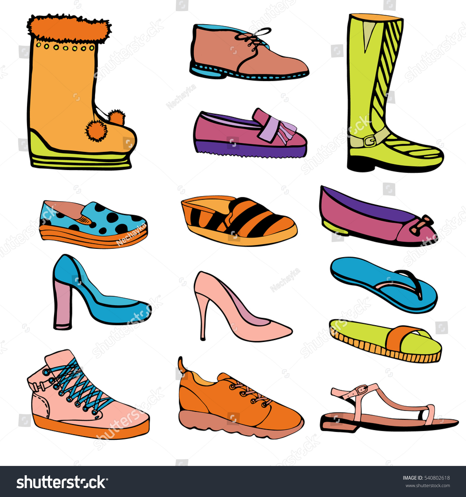 Different Shoes Isolated Collection Various Types Stock Vector (Royalty ...