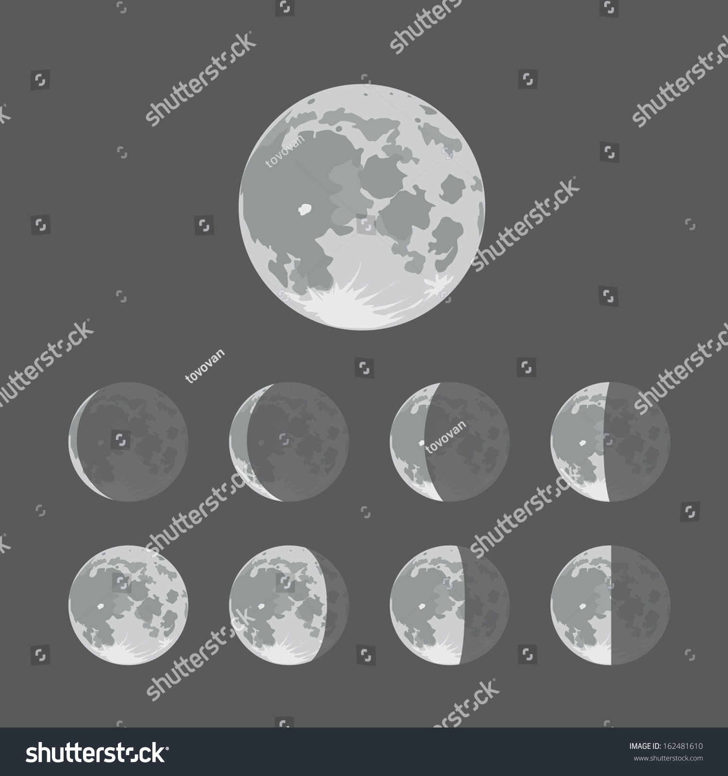Different Silhouettes Of The Moon Stock Vector Illustration 162481610 ...